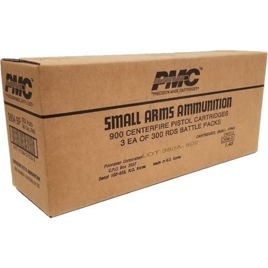 PMC Bronze Battle Pack .380 Auto, Automatic Colt Pistol, ACP, Handgun Ammo - 90 Grain | Full Metal Jacket,FMJ