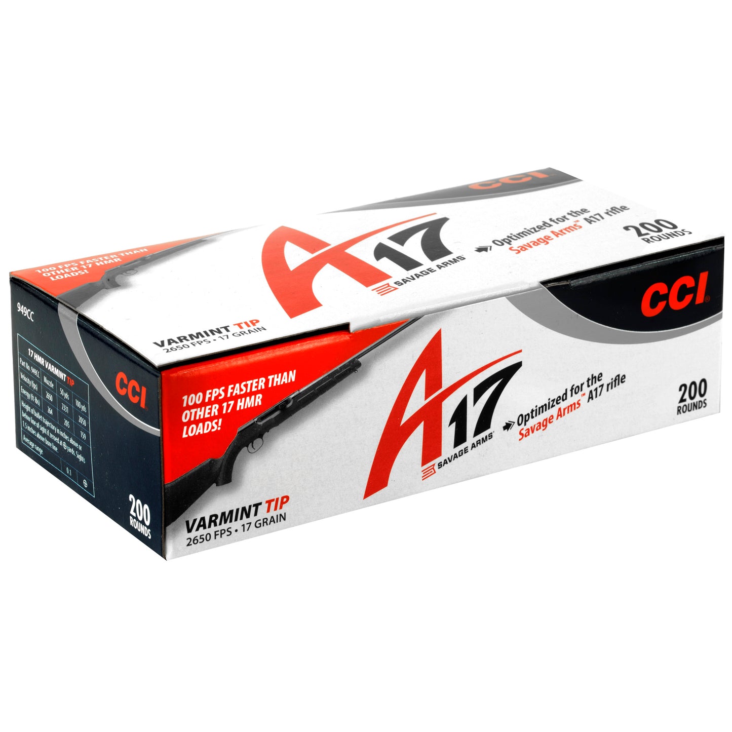CCI Ammunition, A17, 17HMR, 17 Grain, V-Max  (200 Round Box)