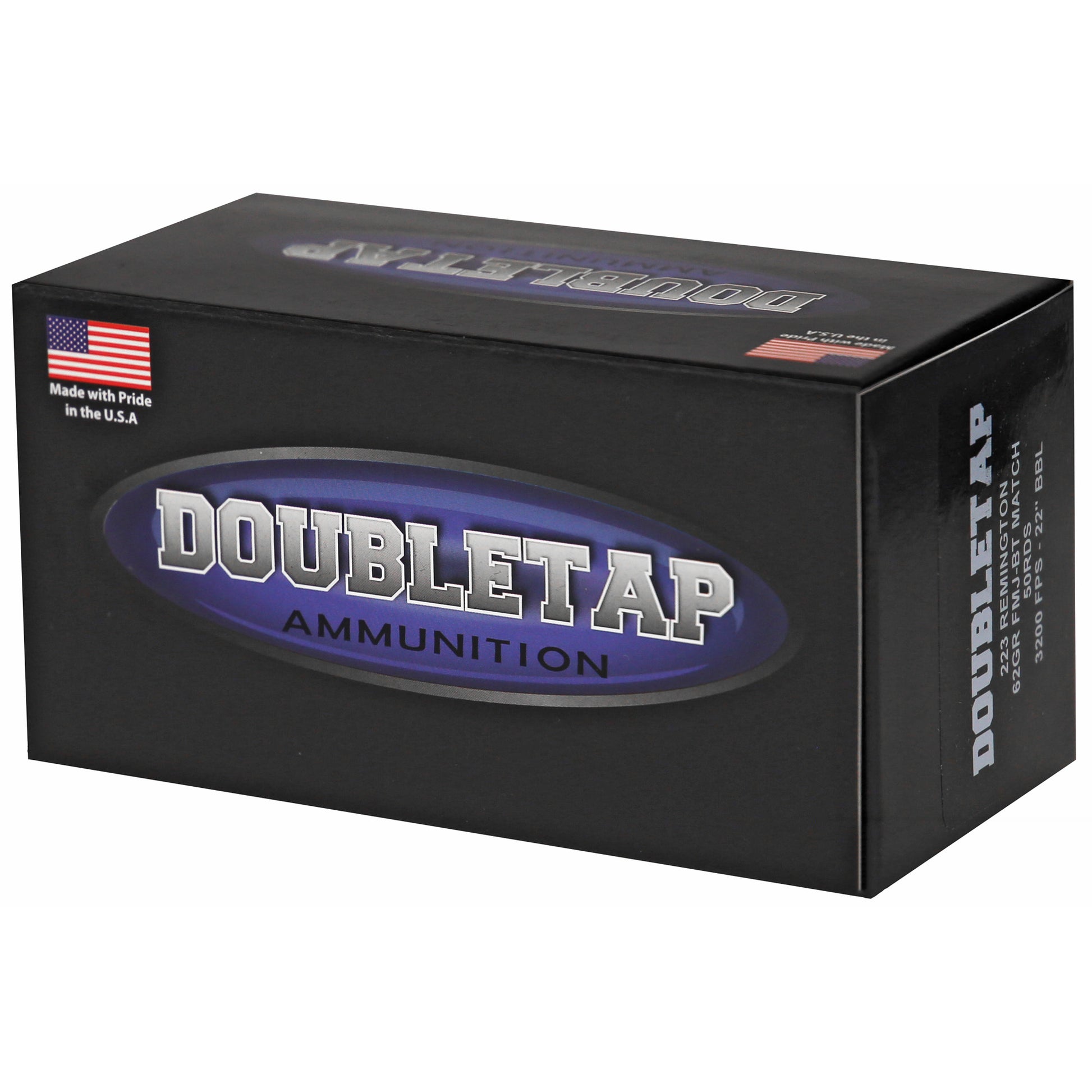 DoubleTap Ammunition, Target, 223 Remington, 62Gr, FMJ Boat Tail, 50 Round Box