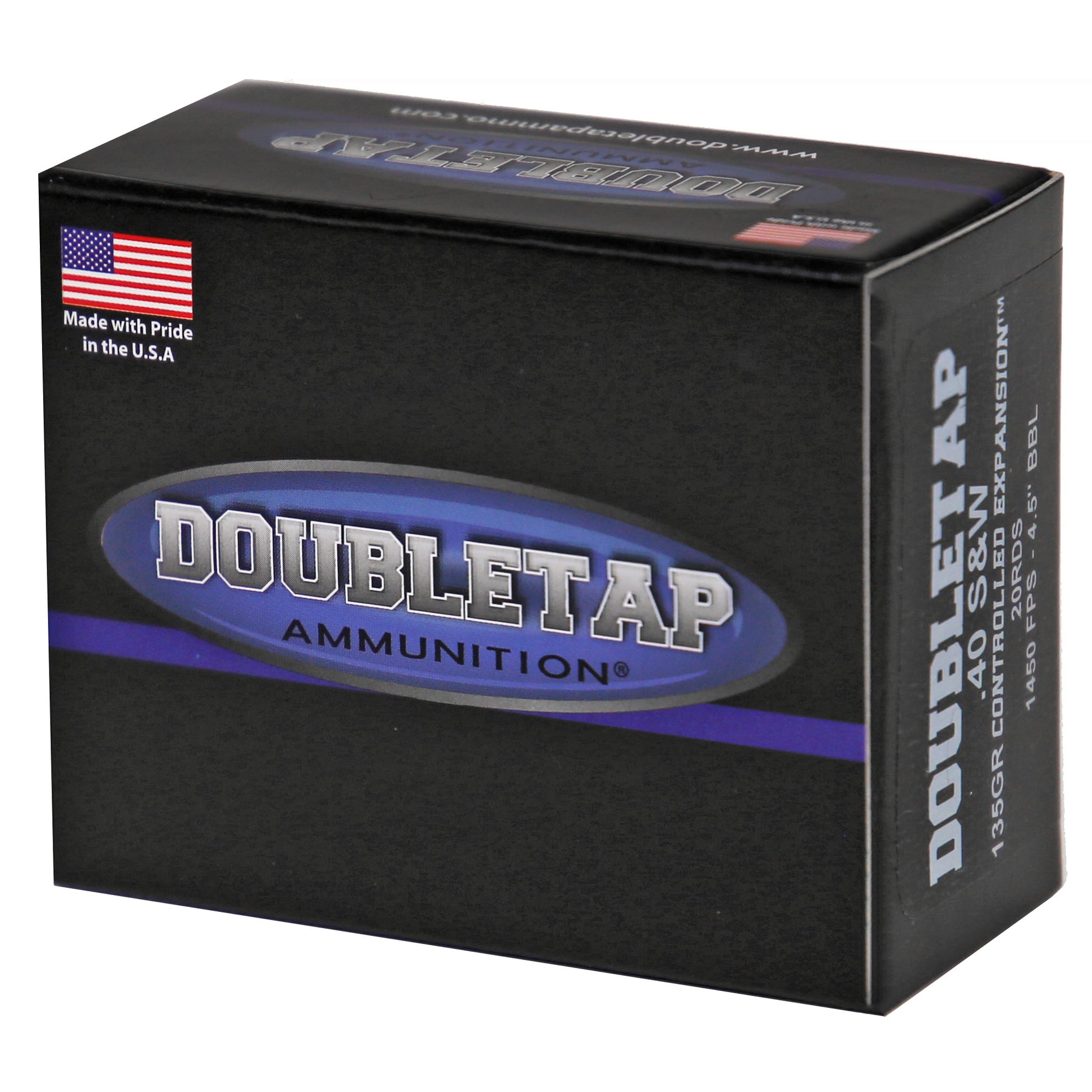 Doubletap .40 S&W, Jacketed Hollow Point, JHP, 135grain, Controlled Expansion, 20 Rounds per Box