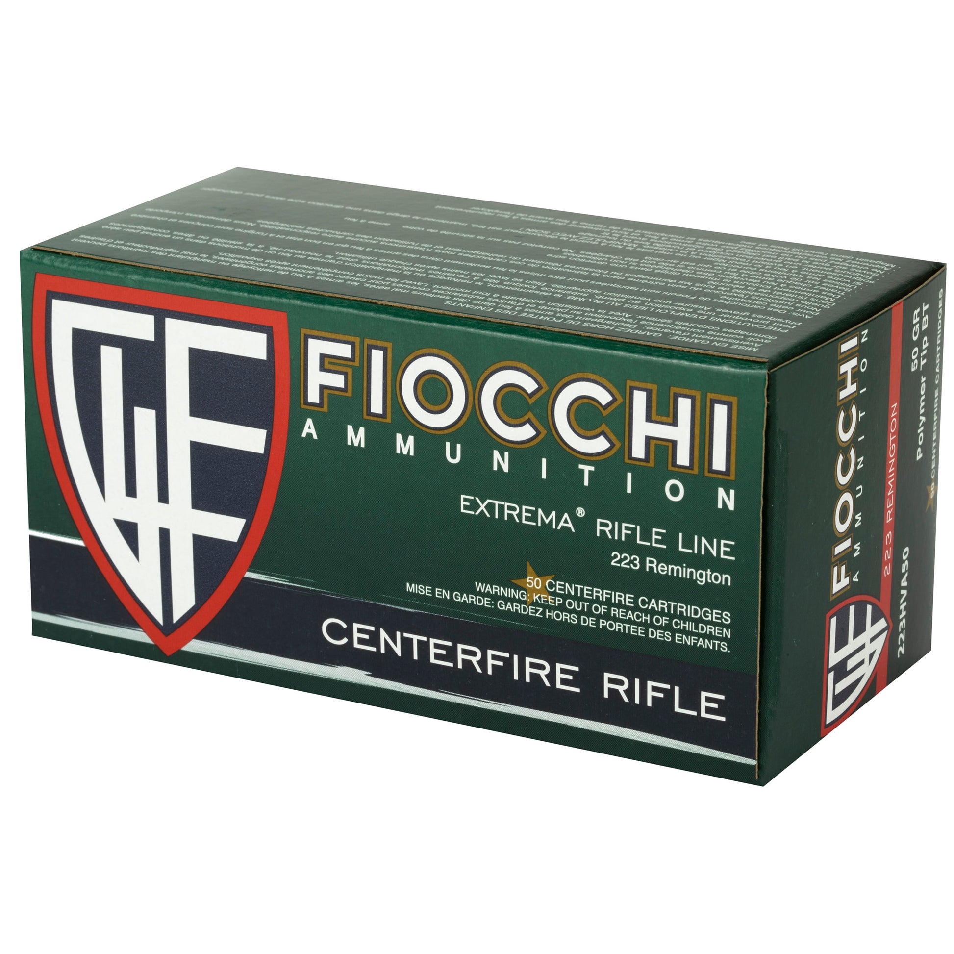 Fiocchi Ammunition, Rifle, 223 Remington, 50 Grain, V-Max, 50 Round Box