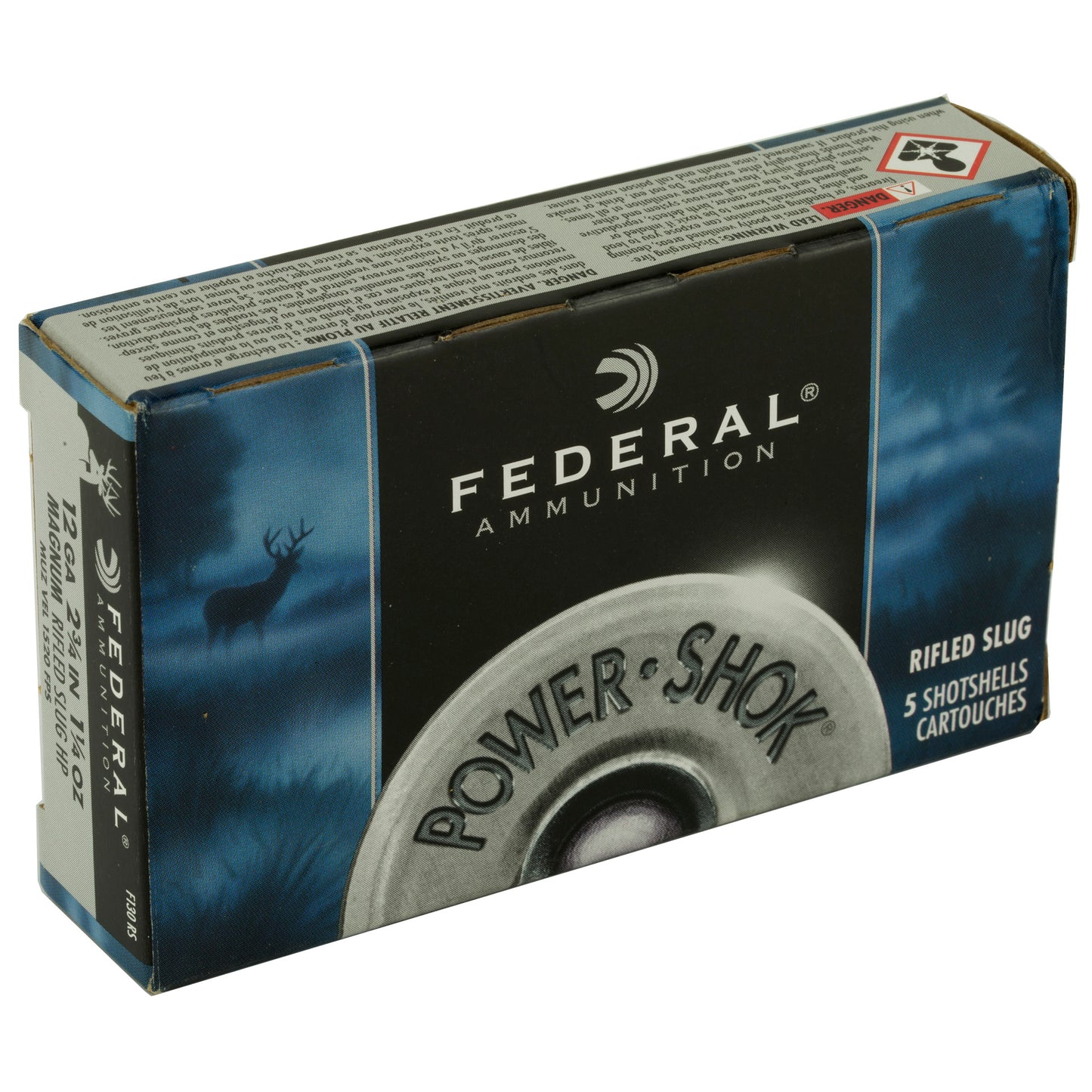 Federal, PowerShok, 12 Gauge, 2.75", Mag Dram, 1.25oz, Rifled Slug, Hollow Point  (5 Round Box)