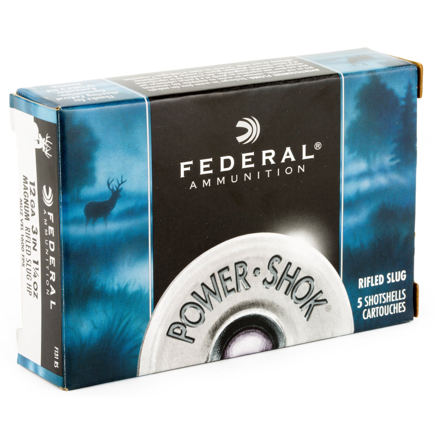 Federal, PowerShok, 12 Gauge, 3", Mag Dram, 1.25oz, Rifled Slug, Hollow Point  (5 Round Box)