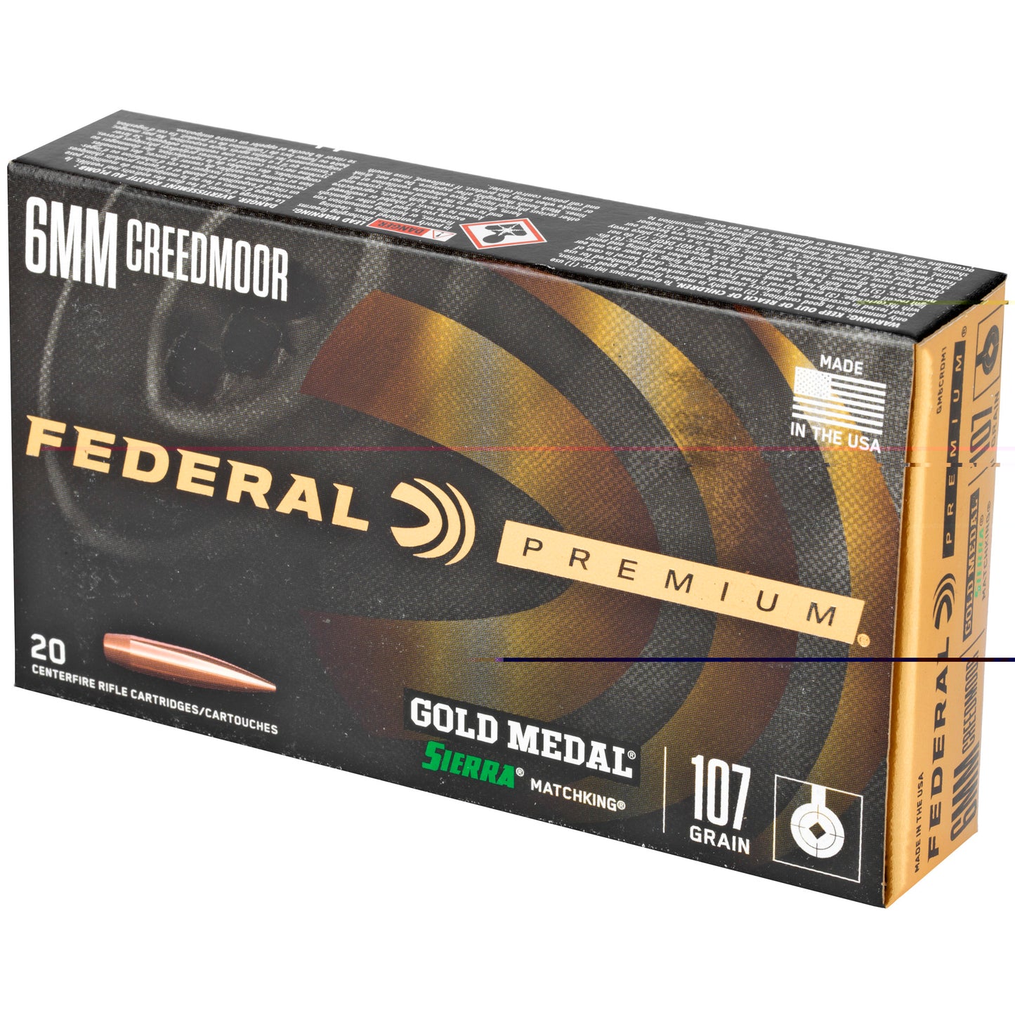 Fed Gold Mdl 6mm crd 107gr Smk 20/200