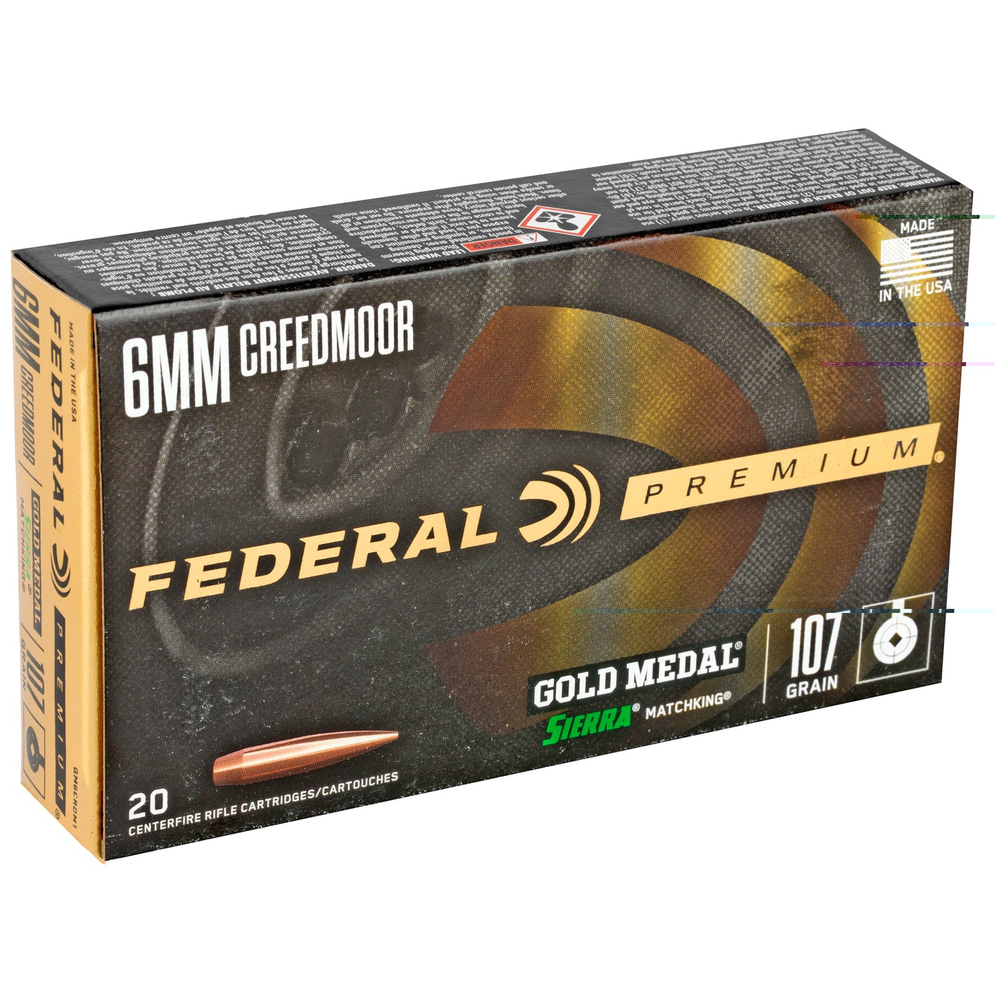 Fed Gold Mdl 6mm crd 107gr Smk 20/200