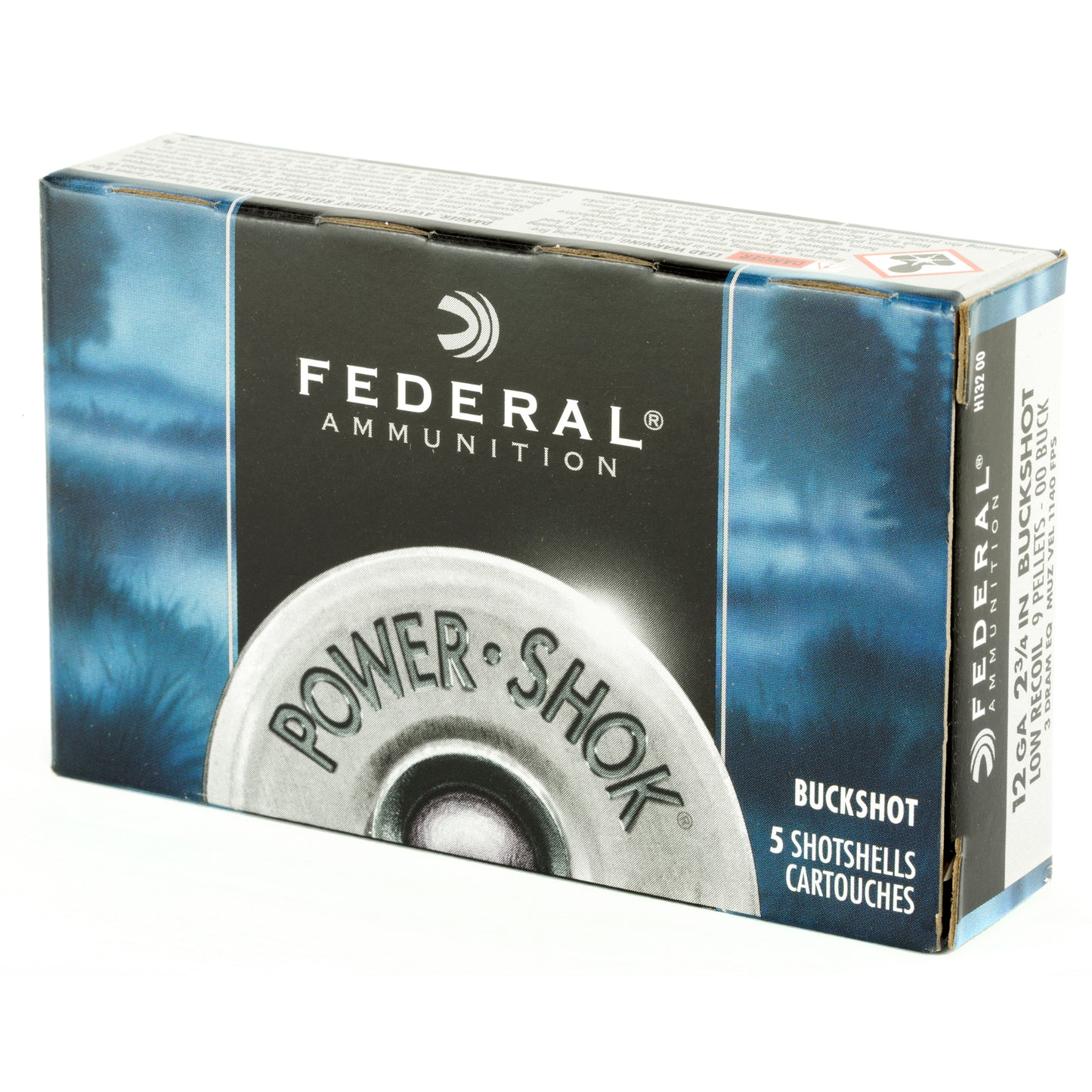 Federal, PowerShok, 12 Gauge, 2.75", 00 Buck, 3 Dram, Buckshot, 9 Pellets  (5 Round Box)