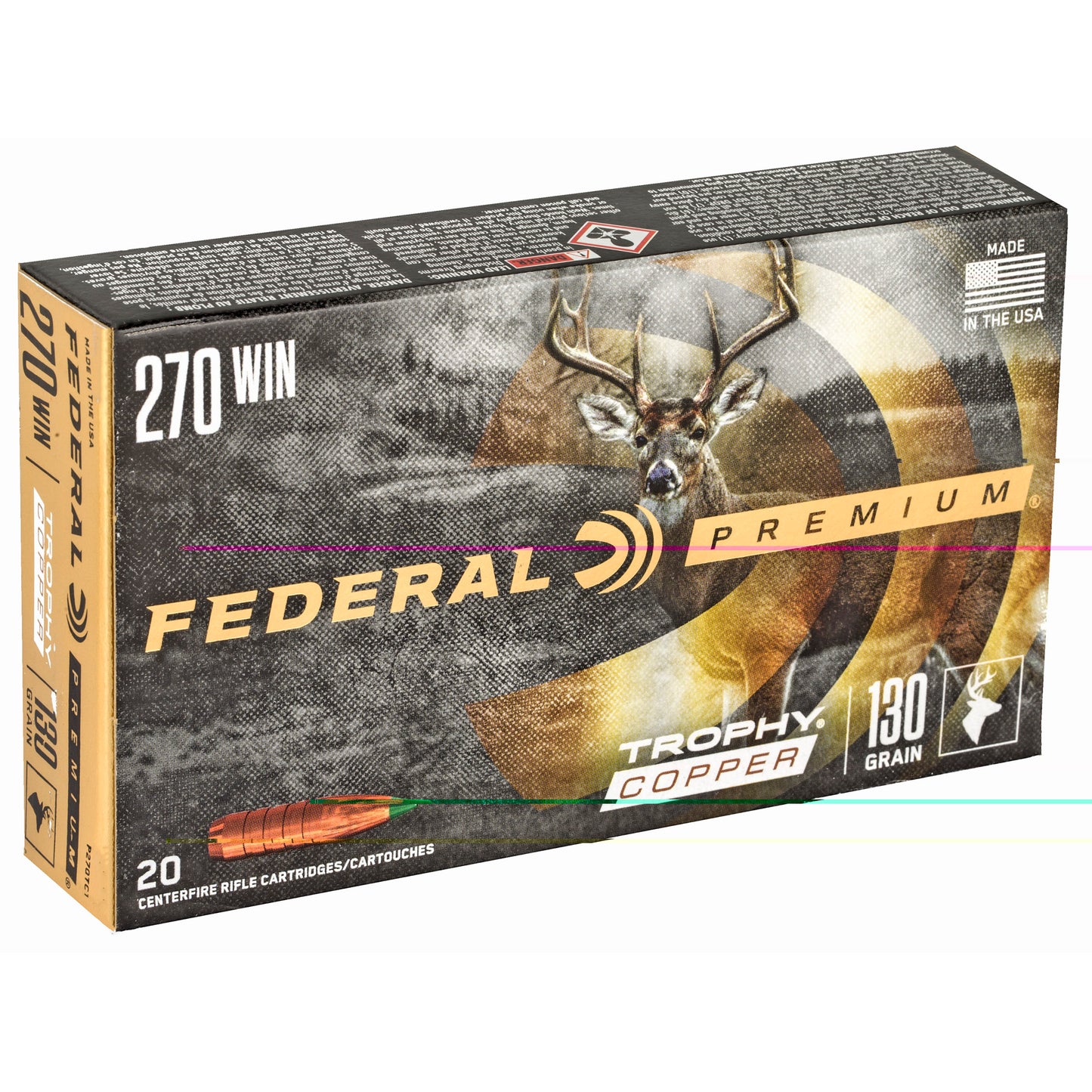Federal, Premium, 270WIN, 130 Grain | Trophy Copper | Lead Free  (20 Round Box)