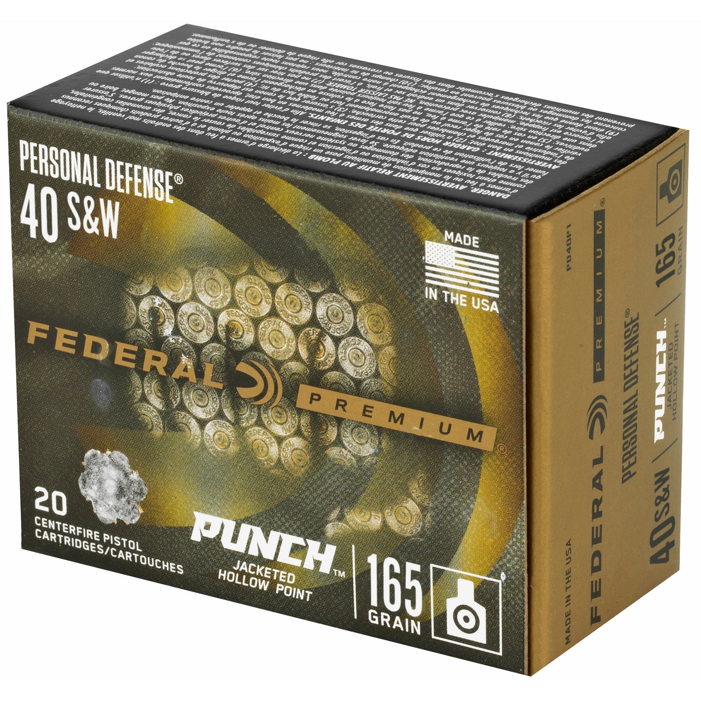 Federal Premium, Punch, 40 S&W, 165 Grain | JHP |  (20 Round Box)