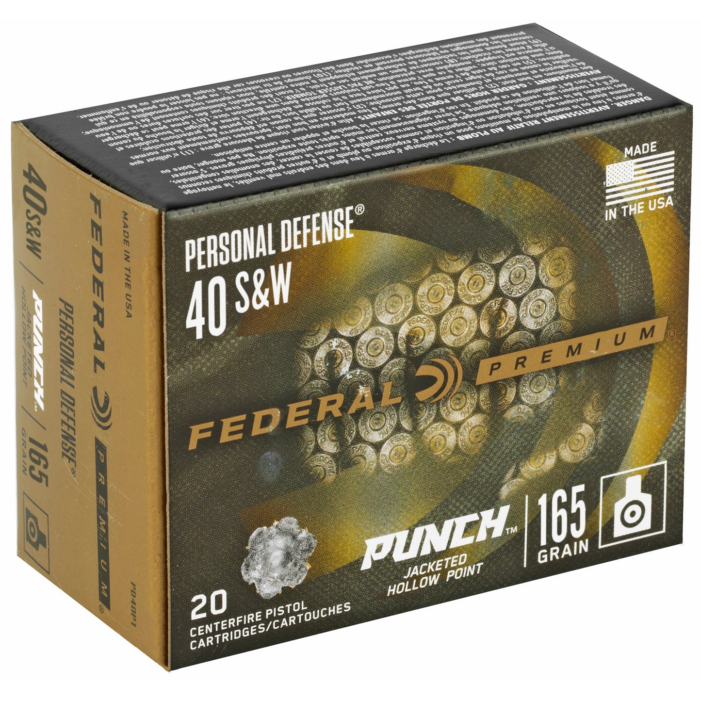 Federal Premium, Punch, 40 S&W, 165 Grain | JHP |  (20 Round Box)