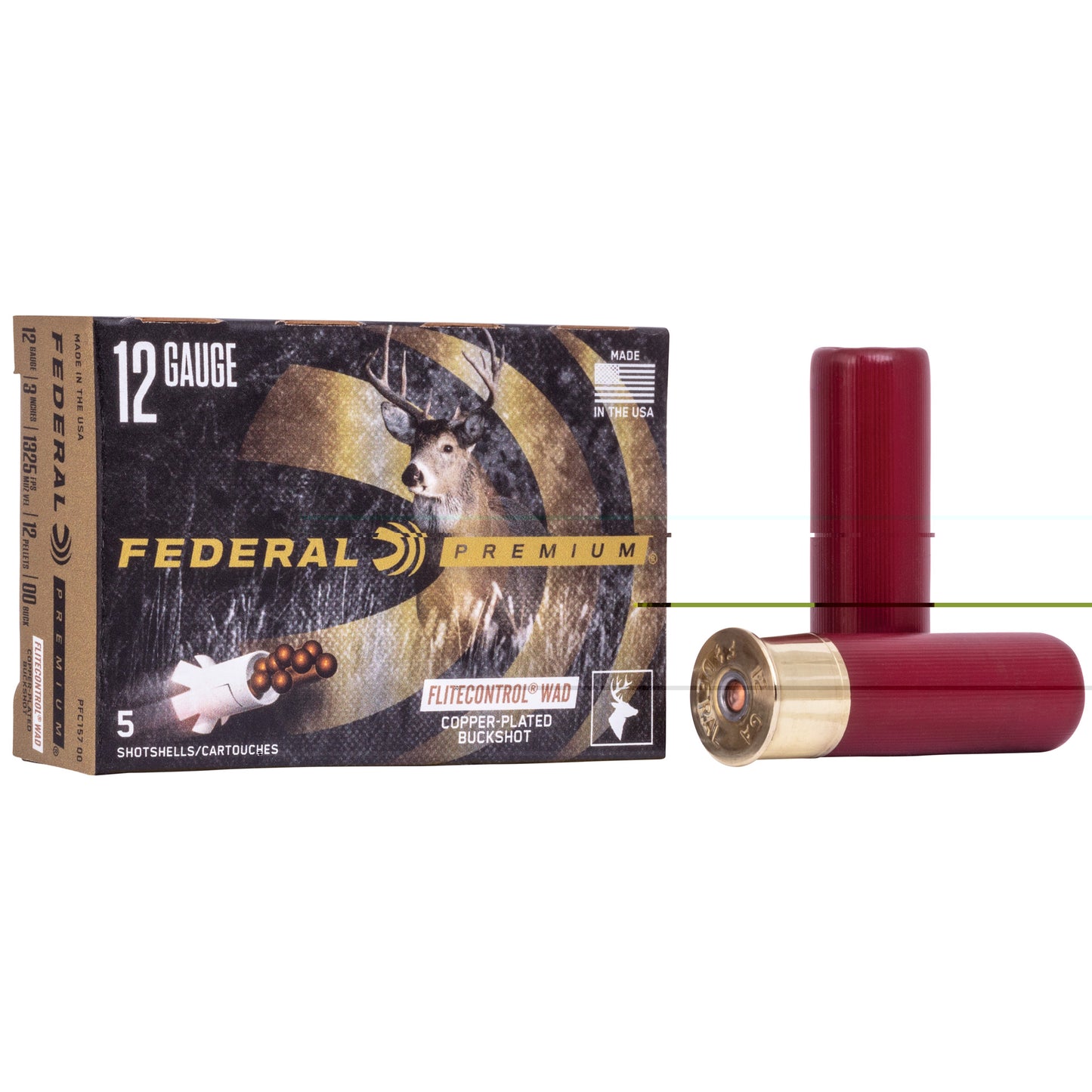 Federal, Premium, FLITECONTROL WAD, 12 Gauge 3", 00 Buck, Buckshot, 12 Pellets  (5 Round Box)