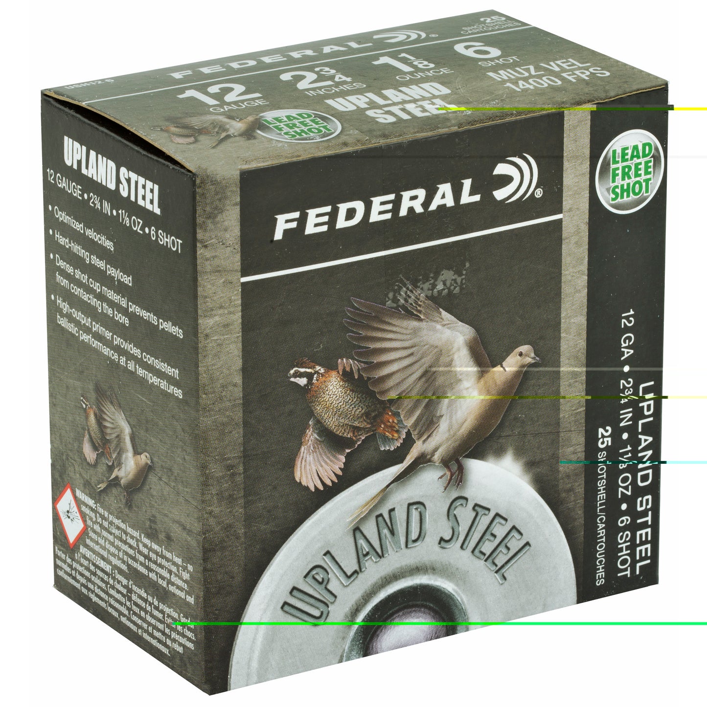 Federal, Field & Range Steel, 12 Gauge, 2.75", #6, 1 1/8 oz, Steel Shot  (25 Round Box)
