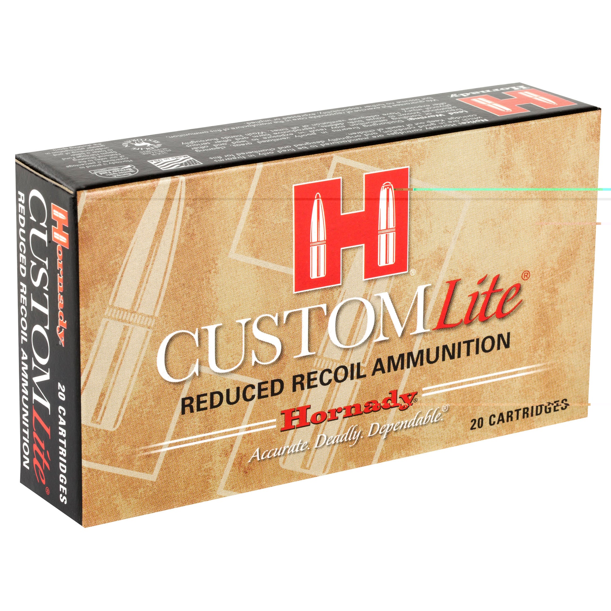Hornady, Custom Lite, 308 Win, 125 Grain, SST, Low Recoil, 20 Round Box