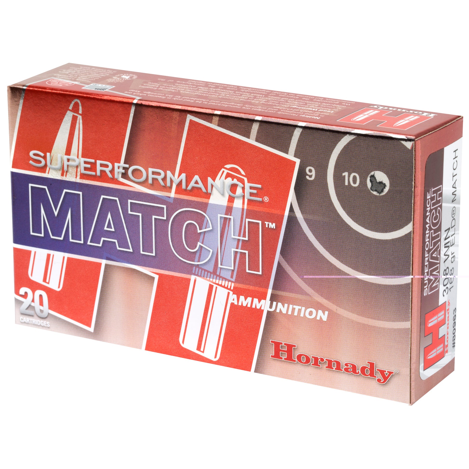 Hornady, Superformance Match, 308 Win, 168 Grain, ELD Match, 20 Round Box