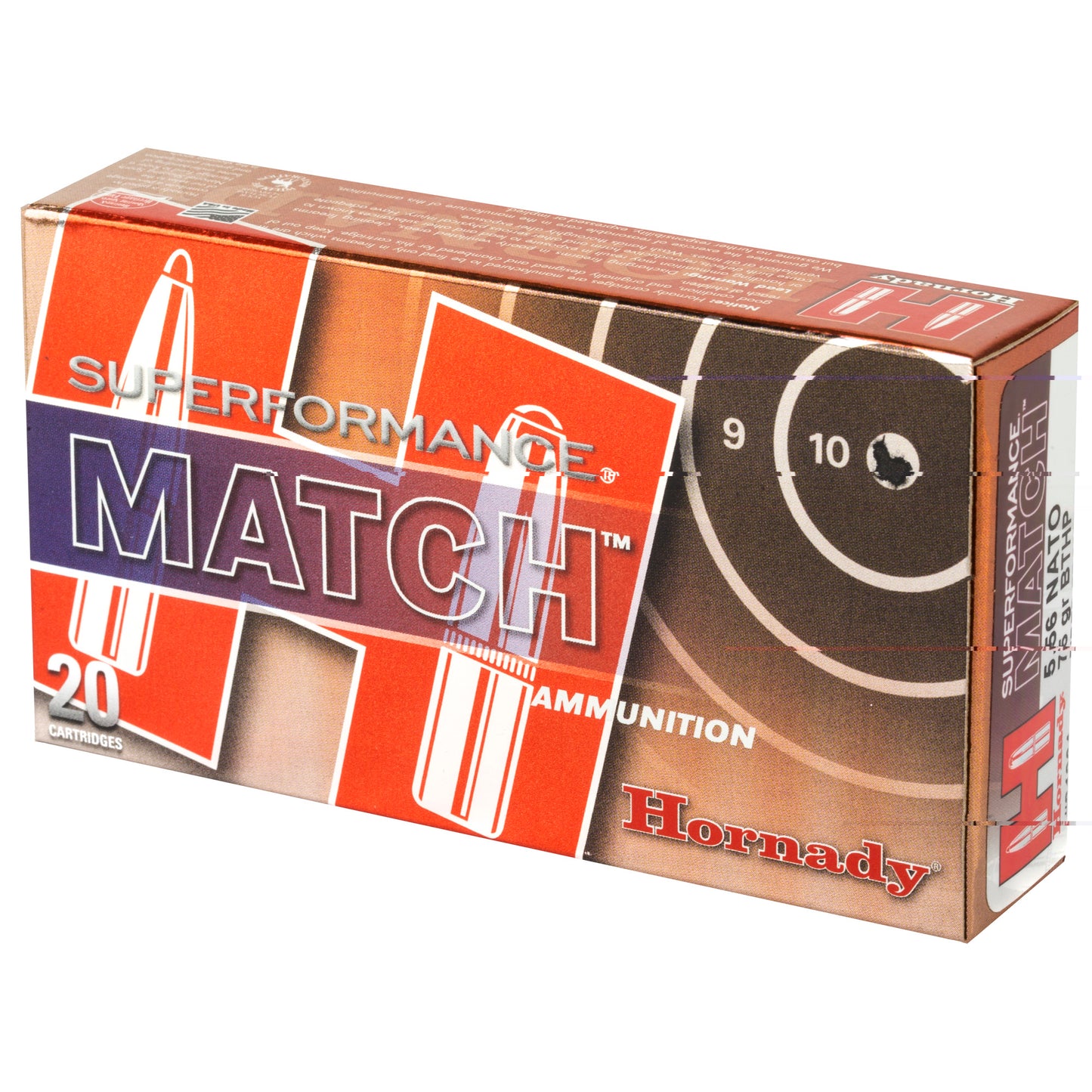 Hornady, Superformance, 5.56NATO, 75 Grain, Boat Tail Hollow Point, Match  (20 Round Box)