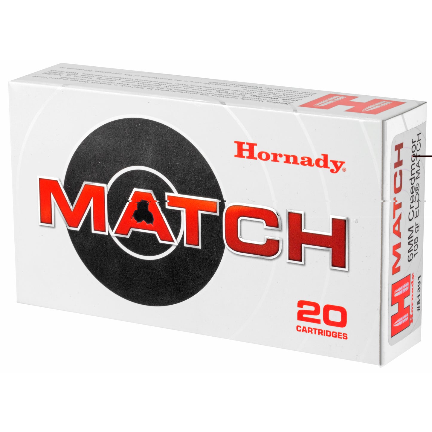 Hornady 6mm Creedmoor 108gr ELD-Match Ammunition 20/200