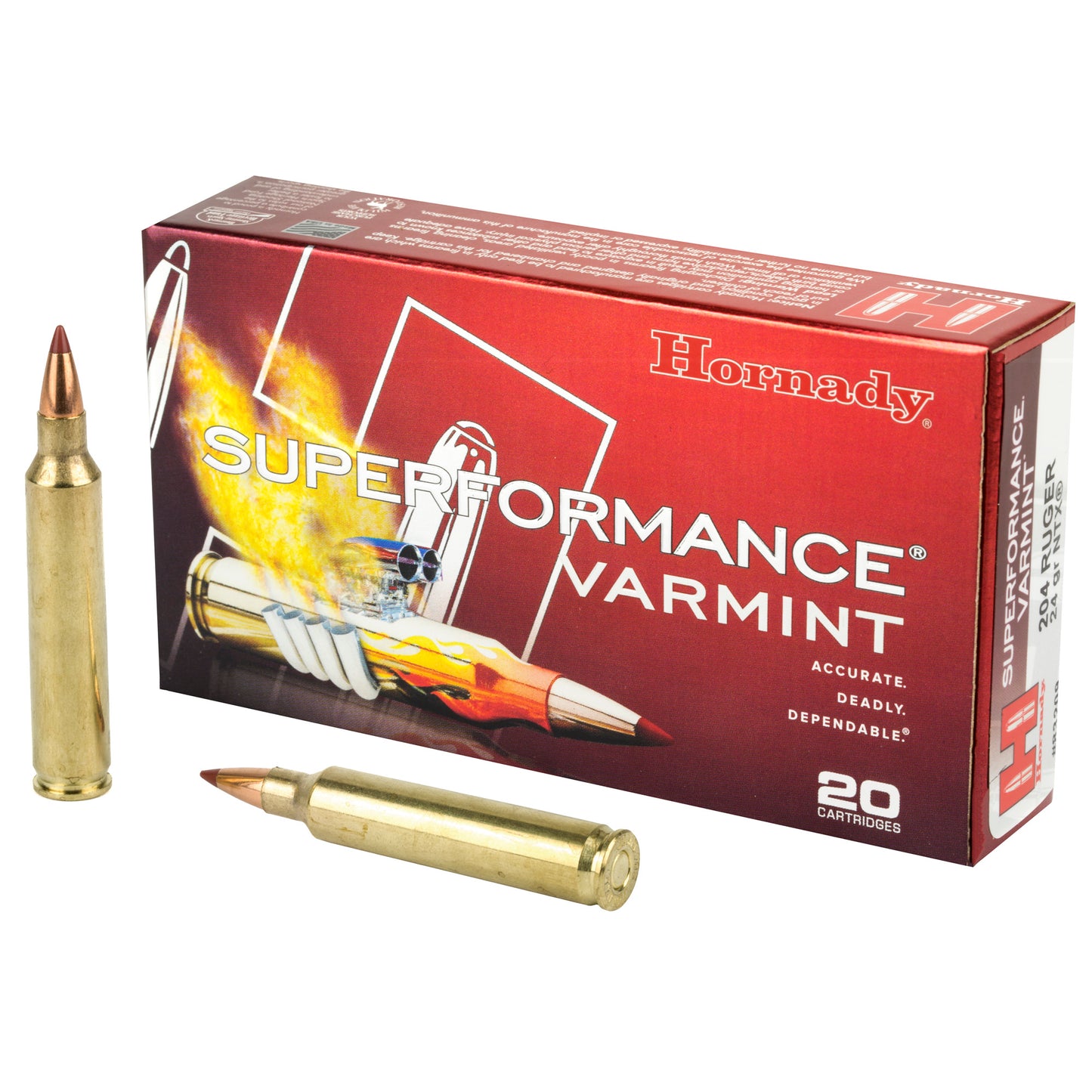 Hornady, SuperFormance 204rug, 24gr NTX (20 Round Box)