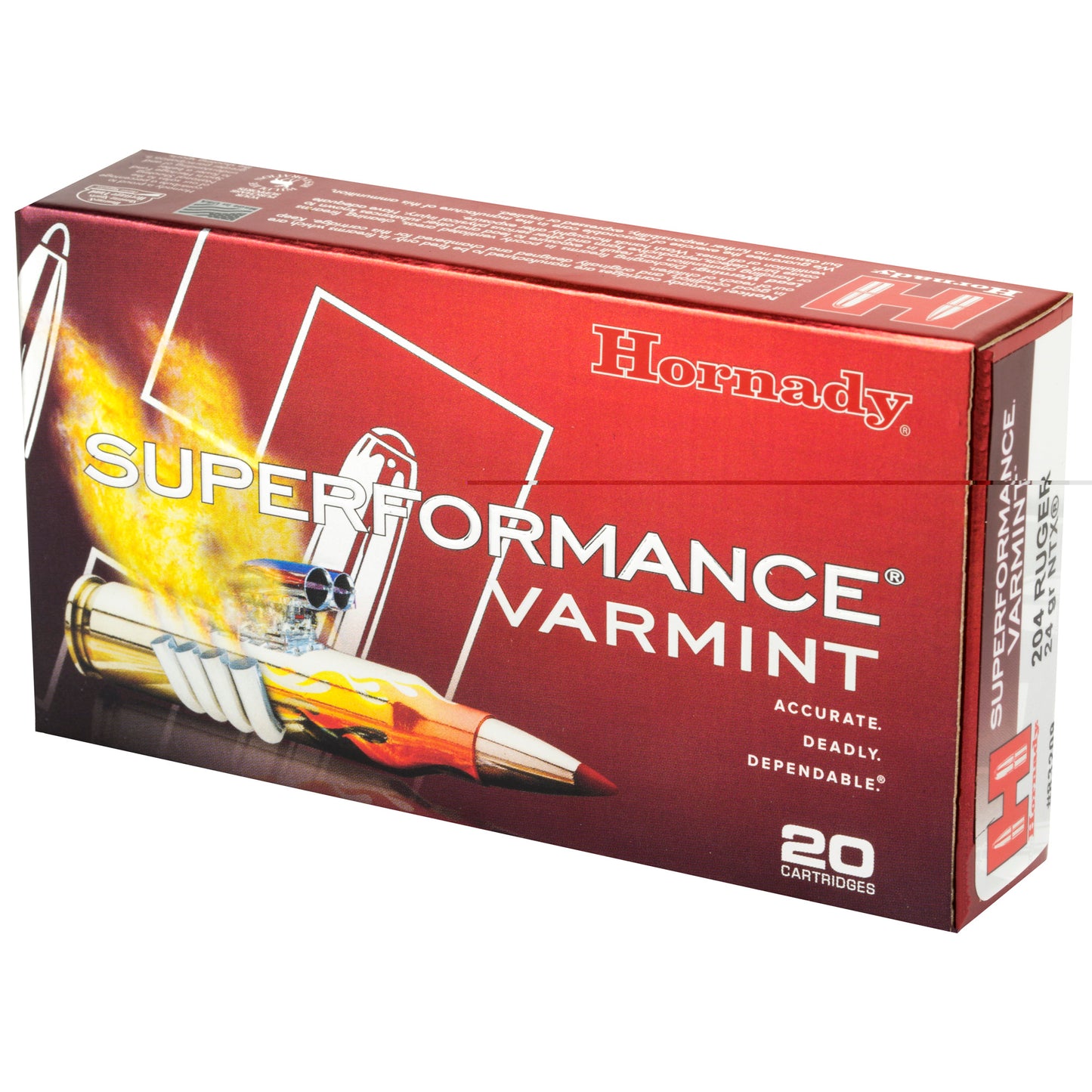 Hornady, SuperFormance 204rug, 24gr NTX (20 Round Box)