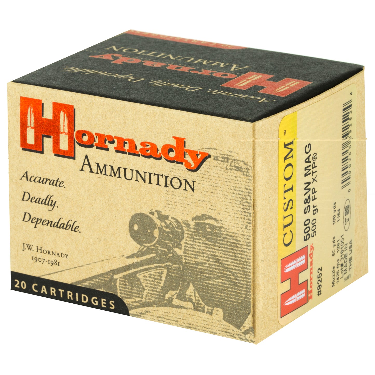 Hornady 500 S&W 500Gr XTP Flat Point (20 Round Box)