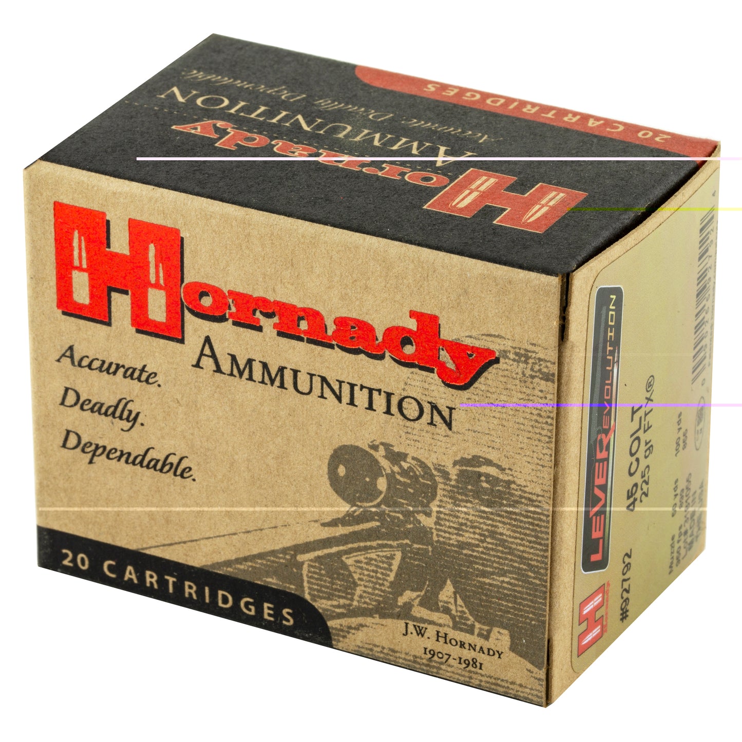 Hornady Ammunition, LEVERevolution, .45 Colt, 225 Grain | Flextip, FTX | 20 Rounds per Box 