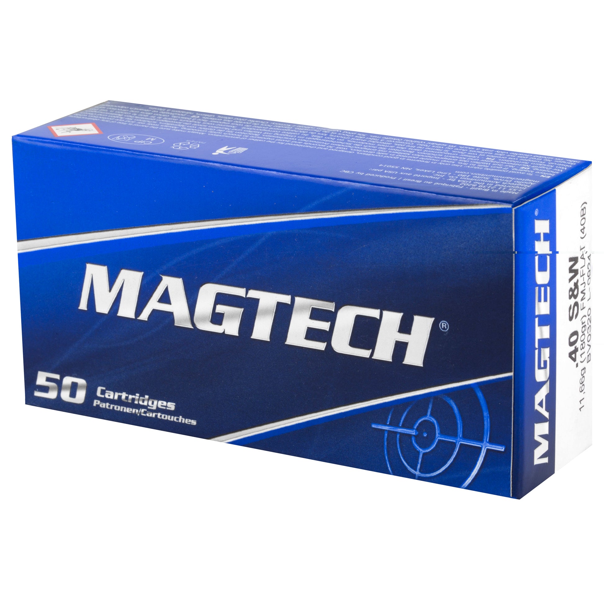 Magtech, .40 S&W, 180 Grain | Full Metal Jacket, FMJ | 50 Rounds per Box 