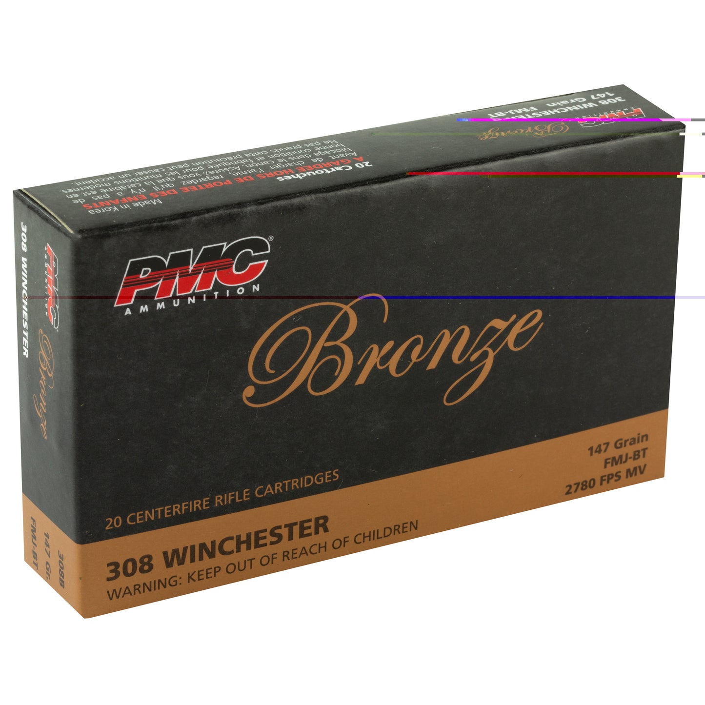 PMC Ammunition, Bronze, 308 Winchester, 147 Grain, Full Metal Jacket, 20 Round Box