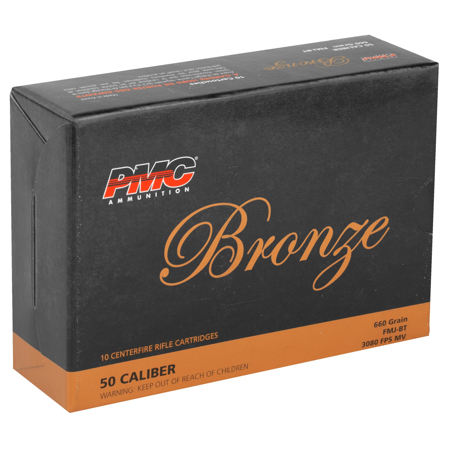 PMC Ammunition, Bronze, 50 BMG, 660 Grain, Full Metal Jacket Boat Tail, 10 Round Box