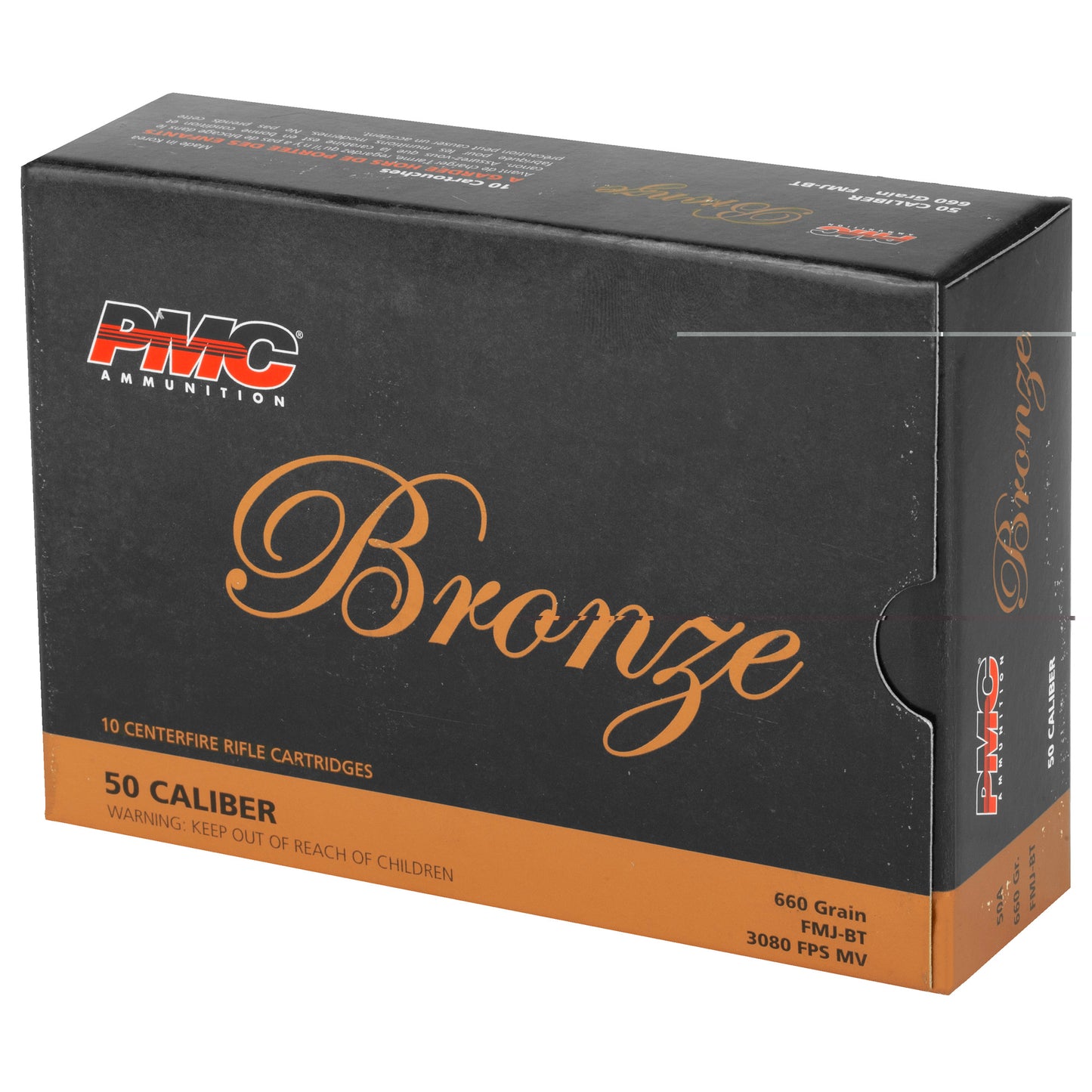 PMC Ammunition, Bronze, 50 BMG, 660 Grain, Full Metal Jacket Boat Tail, 10 Round Box