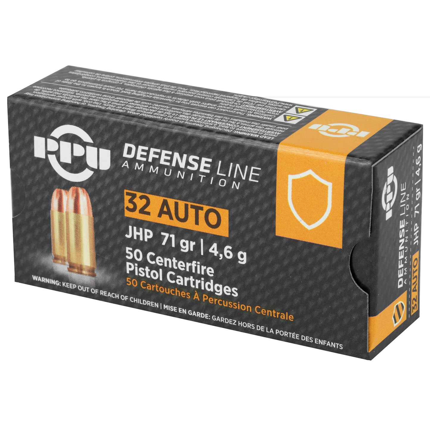 PPU, Defense Line Ammunition, .32, Automatic Colt Pistol, ACP, 71 Grain |Jacketed Hollow Point, JHP | 50 Rounds per Box