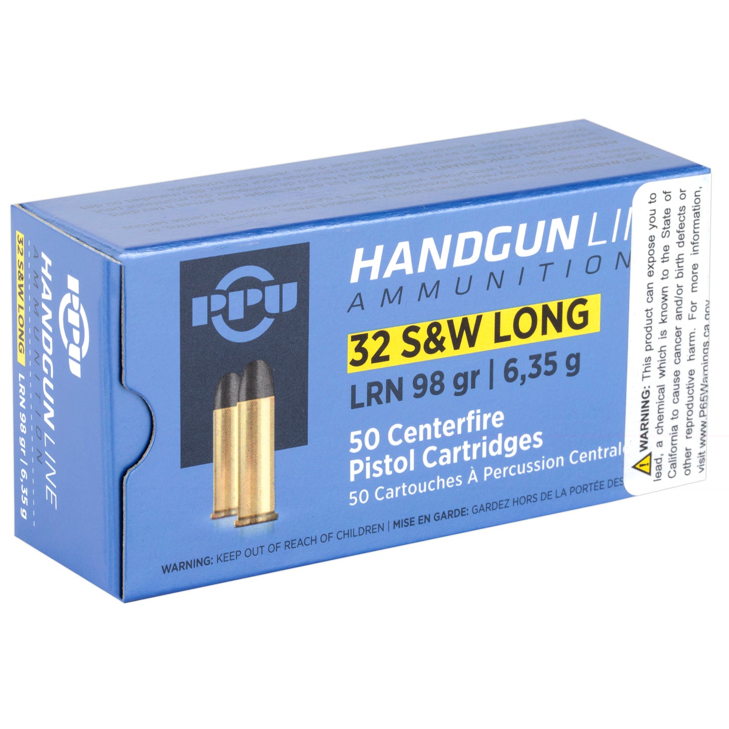 PPU, Handgun Line Ammunition, .32 S&W Long, 98 Grain | Lead Round Nose, LRN | 50 Rounds per Box