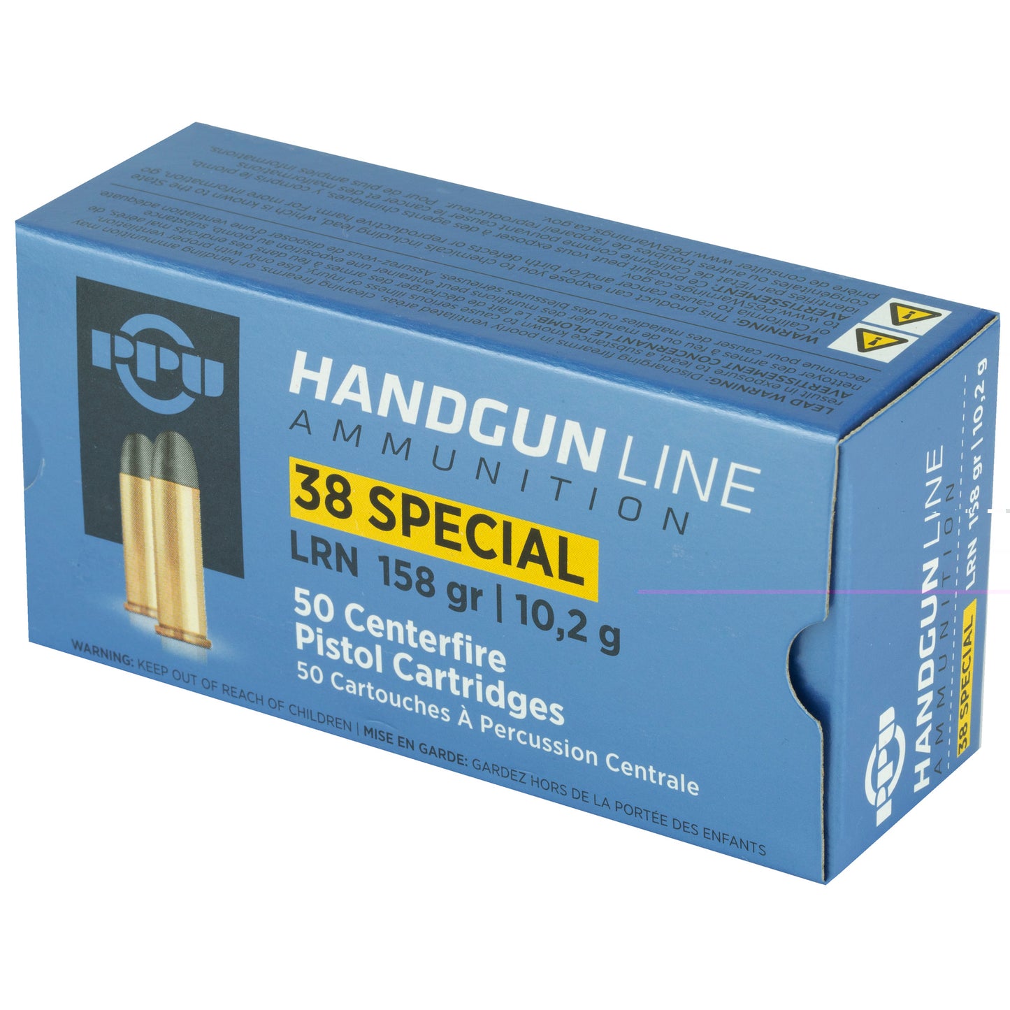PPU, Handgun Line Ammunition, .38 SPL, Special, 158 Grain | Lead Round Nose, LRN | 50 Round Box