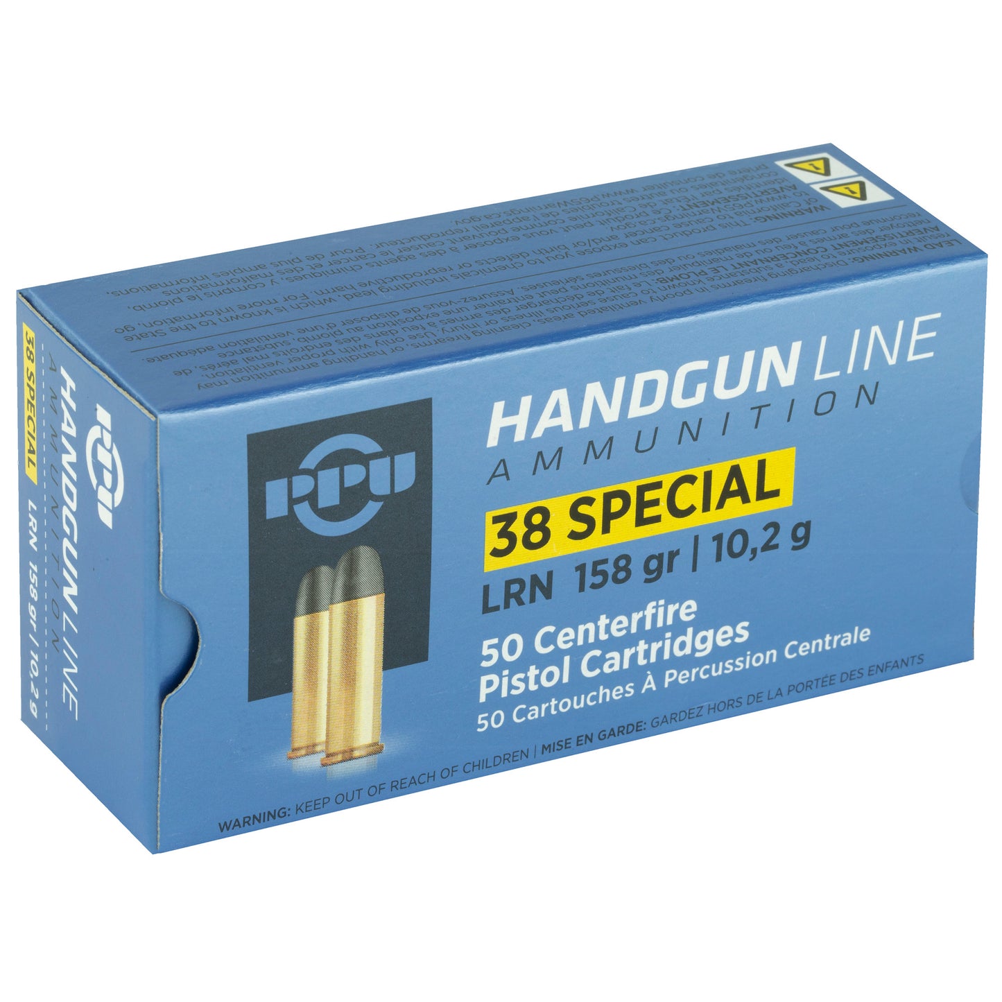 PPU, Handgun Line Ammunition, .38 SPL, Special, 158 Grain | Lead Round Nose, LRN | 50 Round Box
