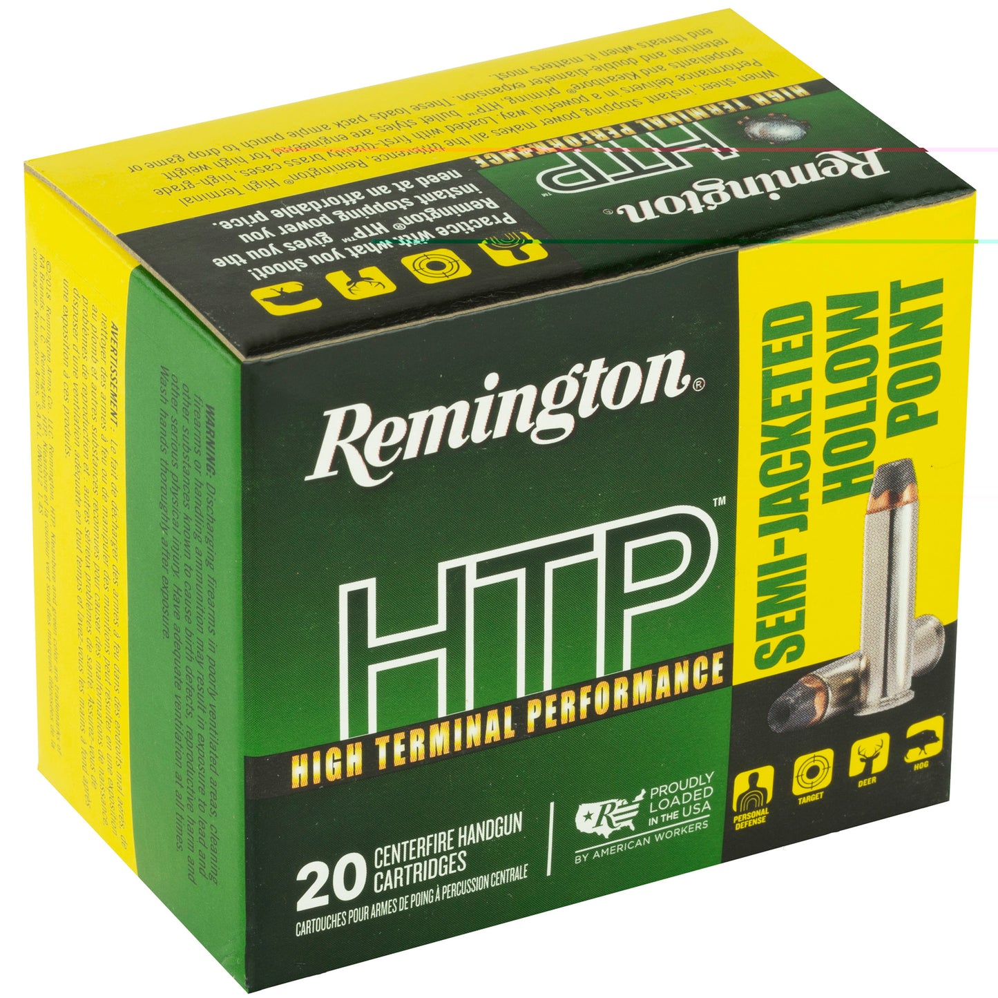Remington, High Terminal Performance, HTP, .357 Magnum, 158 Grain | Semi Jacketed Hollow-Point, SJHP | 20 Rounds per Box