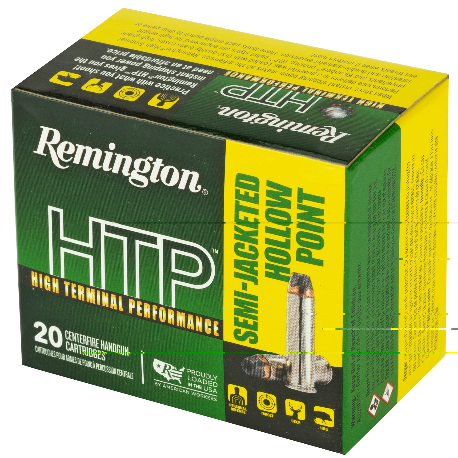 Remington, High Terminal Performance, HTP, .357 Magnum, 158 Grain | Semi Jacketed Hollow-Point, SJHP | 20 Rounds per Box