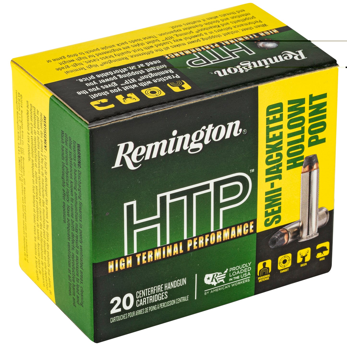 Remington, High Terminal Performance, HTP, 38 Special, SPL, 110 Grain | Semi Jacketed Hollow Point, SJHP | 20 Rounds per Box