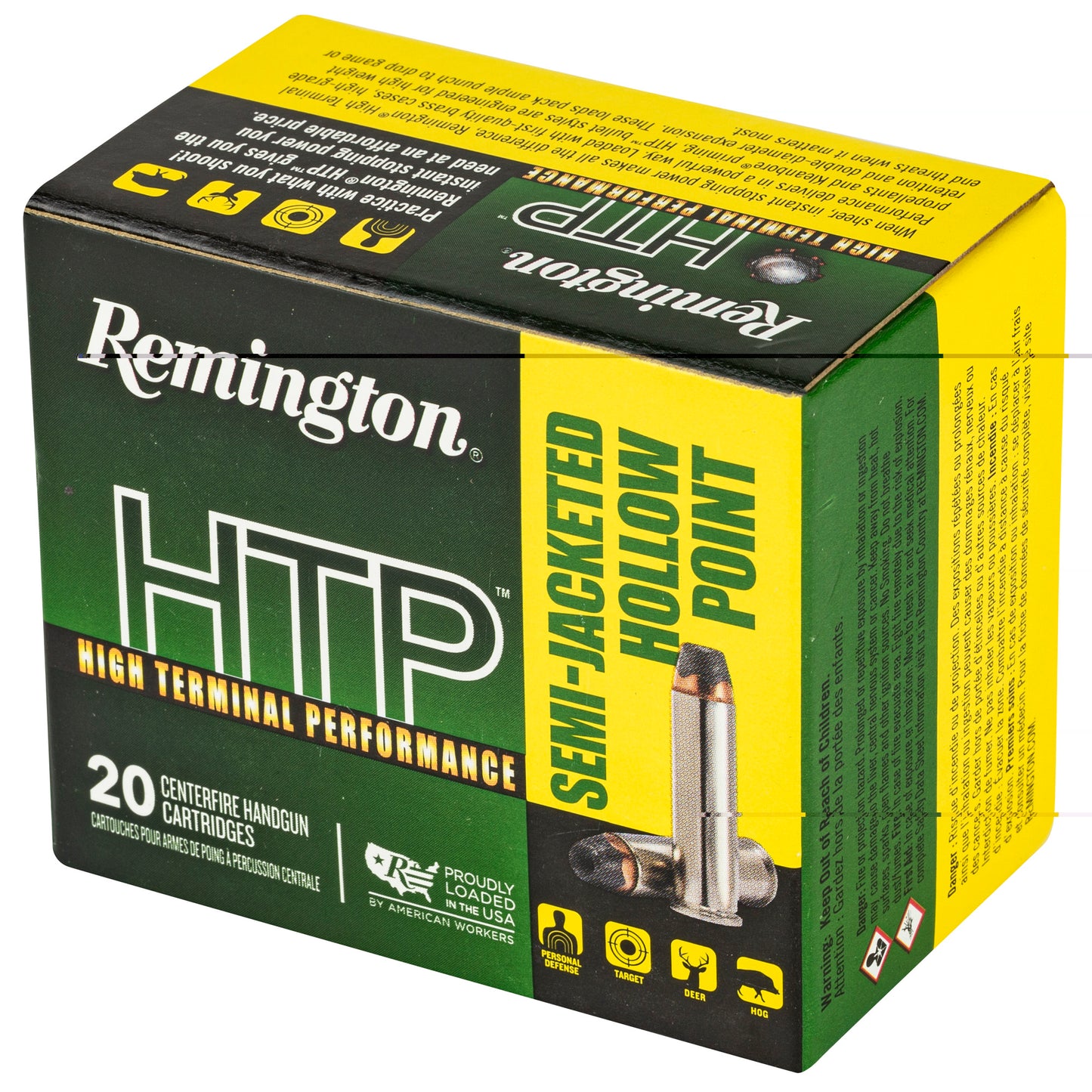 Remington, High Terminal Performance, HTP, 38 Special, SPL, 110 Grain | Semi Jacketed Hollow Point, SJHP | 20 Rounds per Box