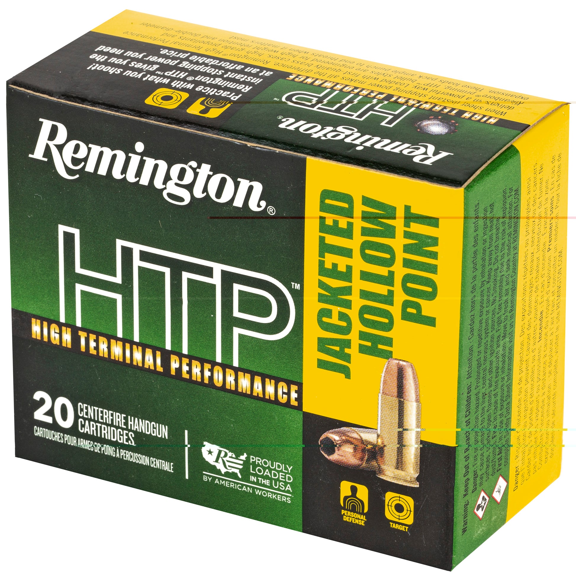 Remington, High Terminal Performance, HTP, .40 S&W, 180 Grain | Jacketed Hollow-Point, JHP | 20 Rounds per Box
