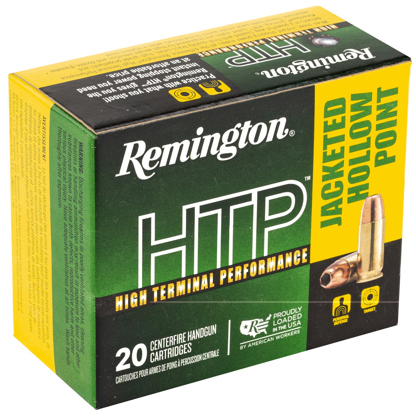 Remington, High Terminal Performance, HTP, .40 S&W, 180 Grain | Jacketed Hollow-Point, JHP | 20 Rounds per Box