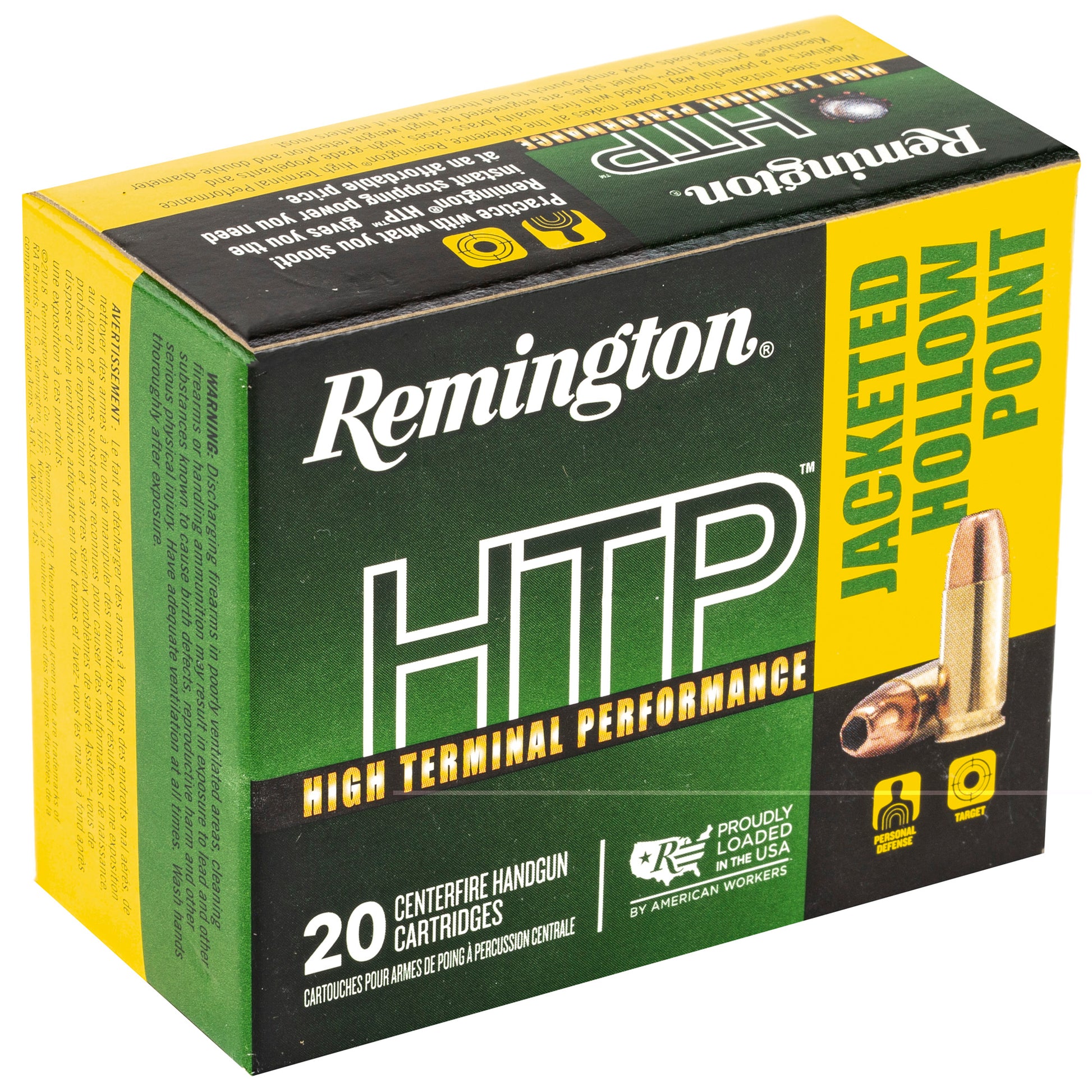 Remington, High Terminal Performance, HTP, .40 S&W, 180 Grain | Jacketed Hollow-Point, JHP | 20 Rounds per Box