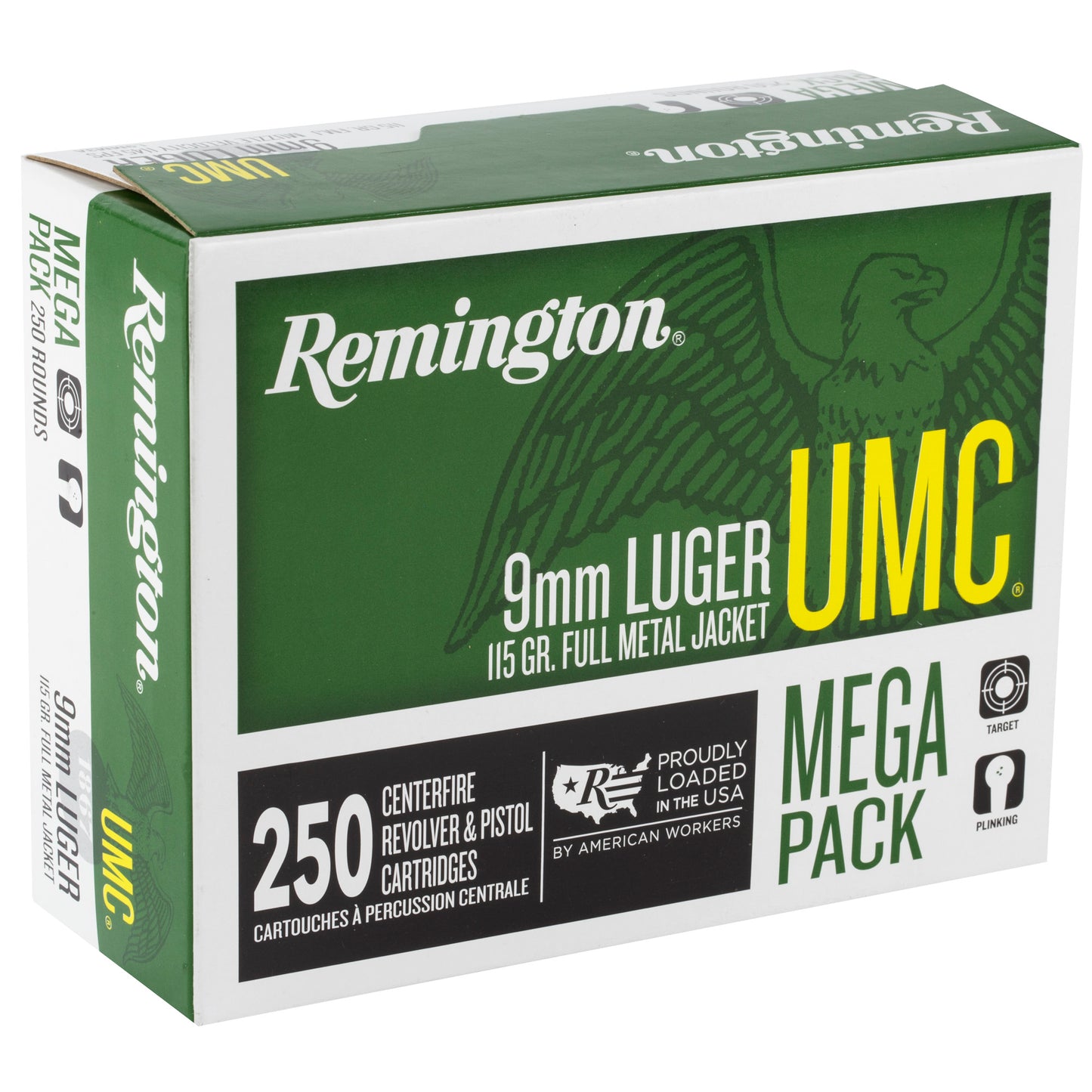 Remington, UMC, 9mm Luger, 115 Grain | Full Metal Jacket, FMJ | Mega Pack 250 Rounds per Box 