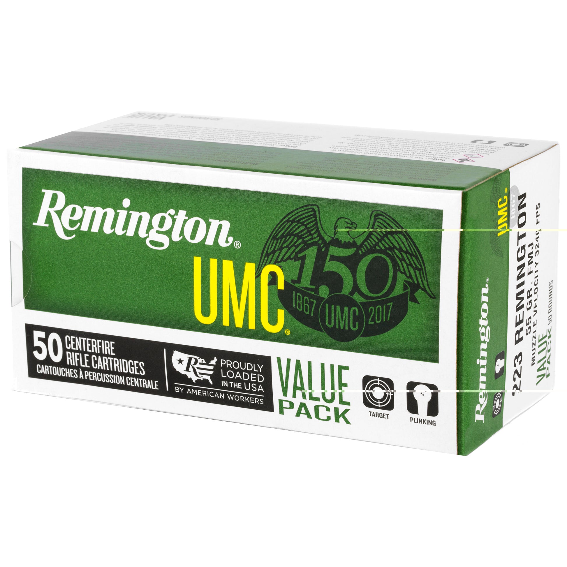 Remington, UMC, 223 Remington, 55 Grain, Full Metal Jacket, 50 Round Box