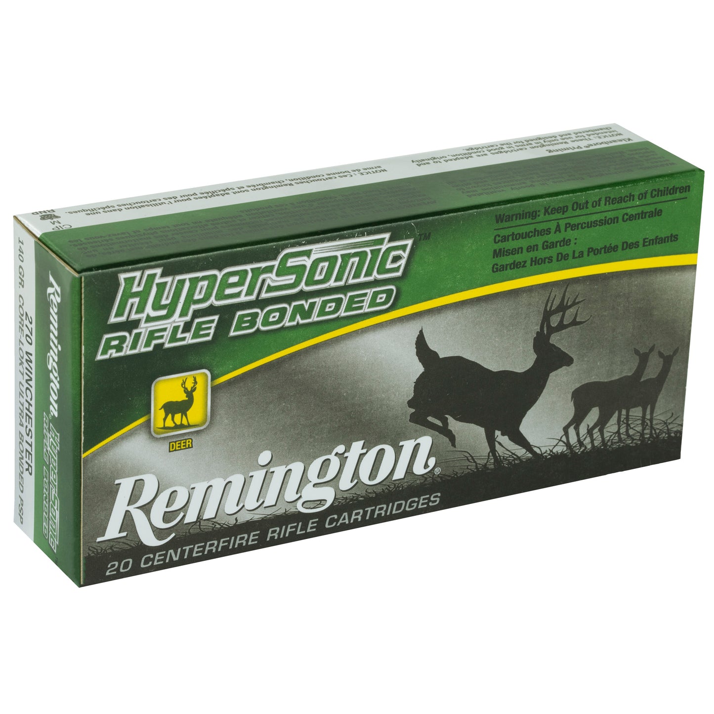 Remington, Hypersonic, 270 Winchester, 140 Grain, Ultra Bonded Pointed Soft Point, 20 Round Box