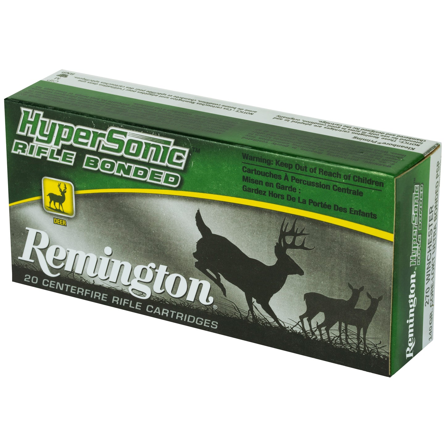 Remington, Hypersonic, 270 Winchester, 140 Grain, Ultra Bonded Pointed Soft Point, 20 Round Box
