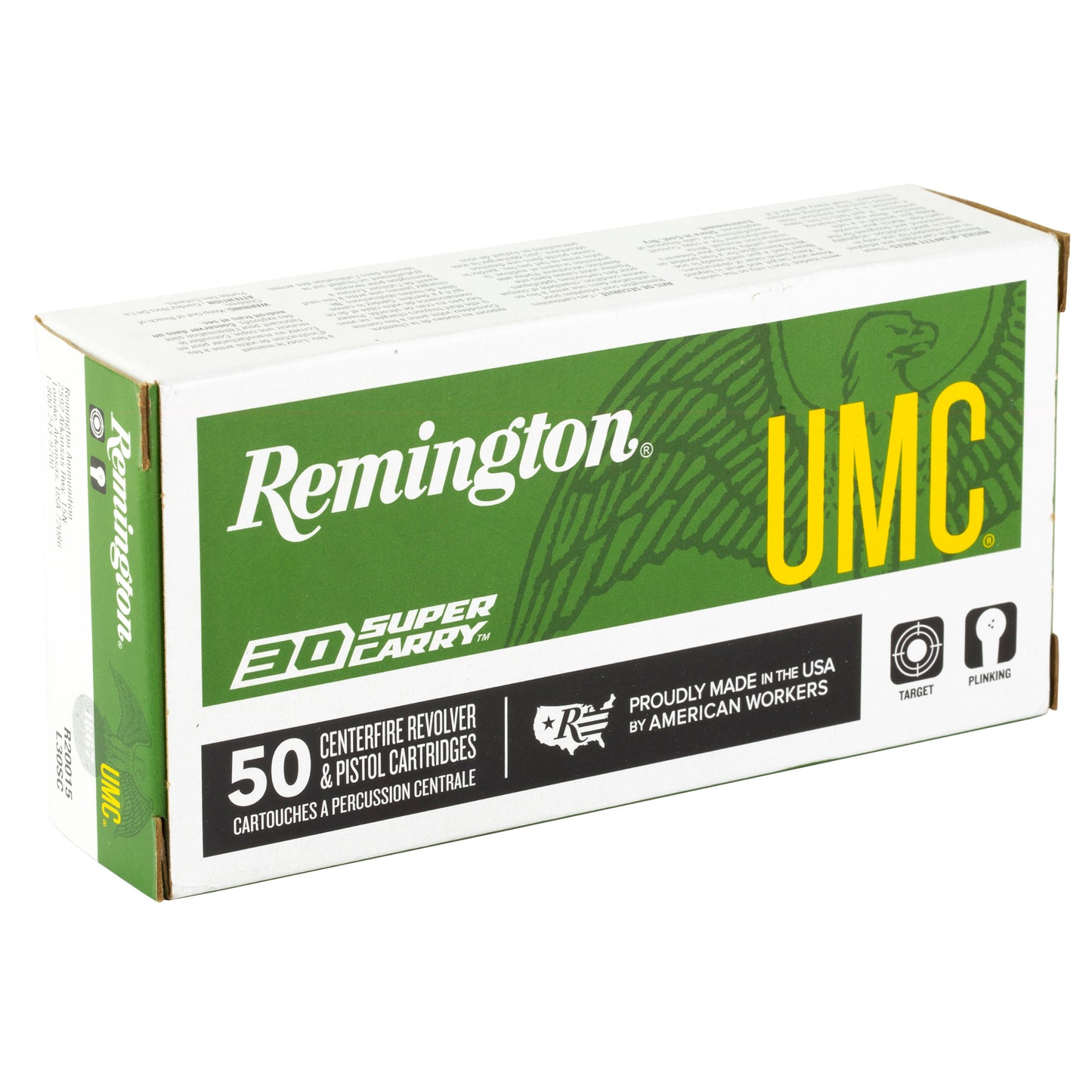Remington, Union Metallic Cartridge, UMC, 30 Super Carry, 100 Grain | Full Metal Jacket, FMJ | 50 Rounds per Box