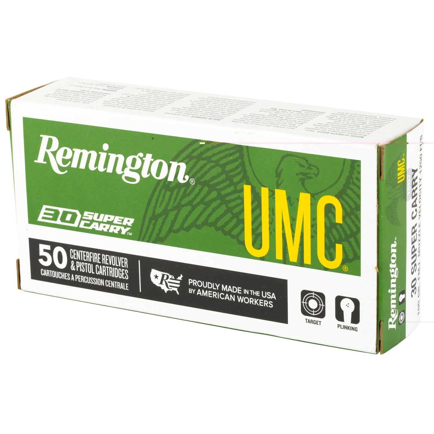 Remington, Union Metallic Cartridge, UMC, 30 Super Carry, 100 Grain | Full Metal Jacket, FMJ | 50 Rounds per Box