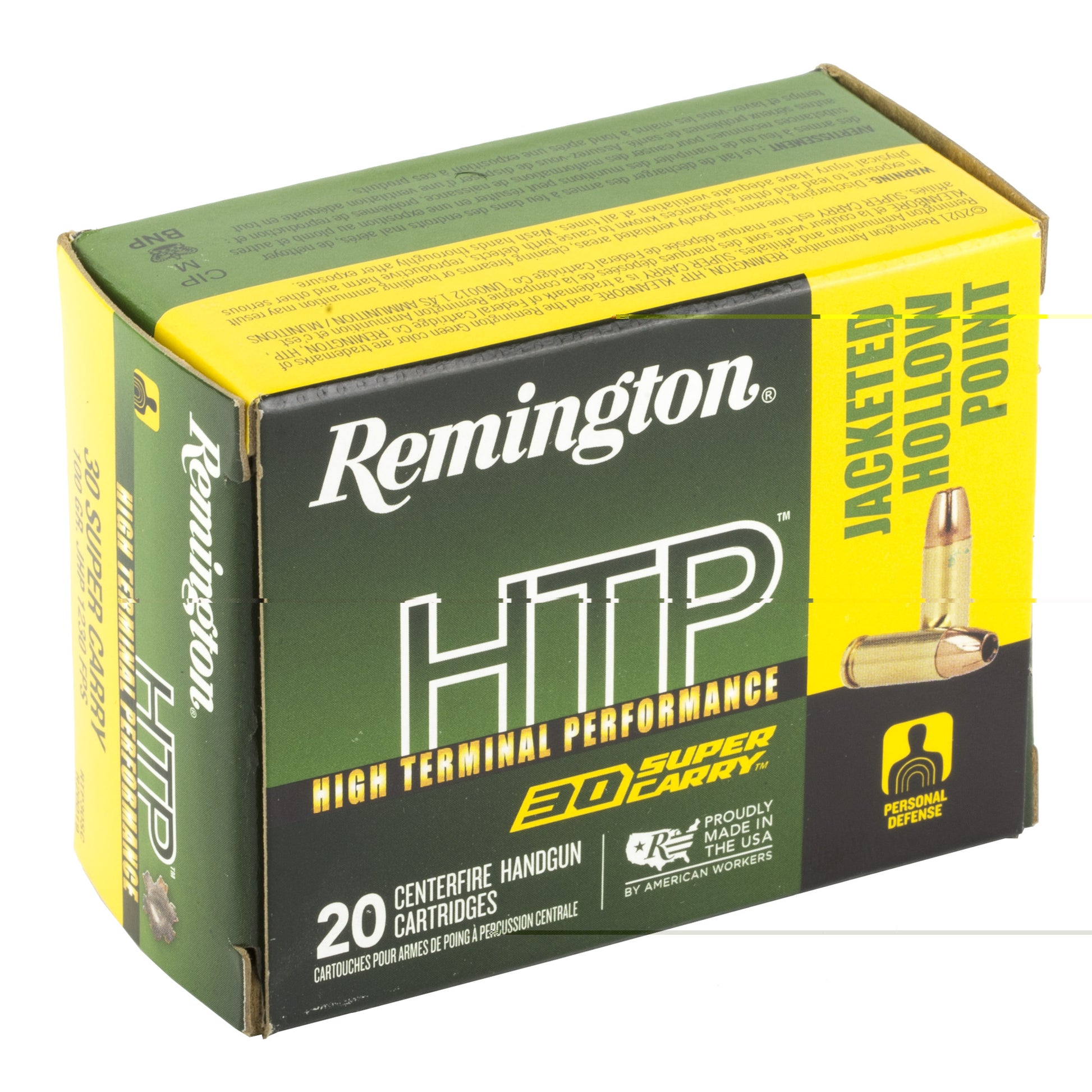 Remington, High Terminal Performance, HTP, 30 Super Carry, 100 Grain | Jacketed hollow point, JHP | 20 rounds per box