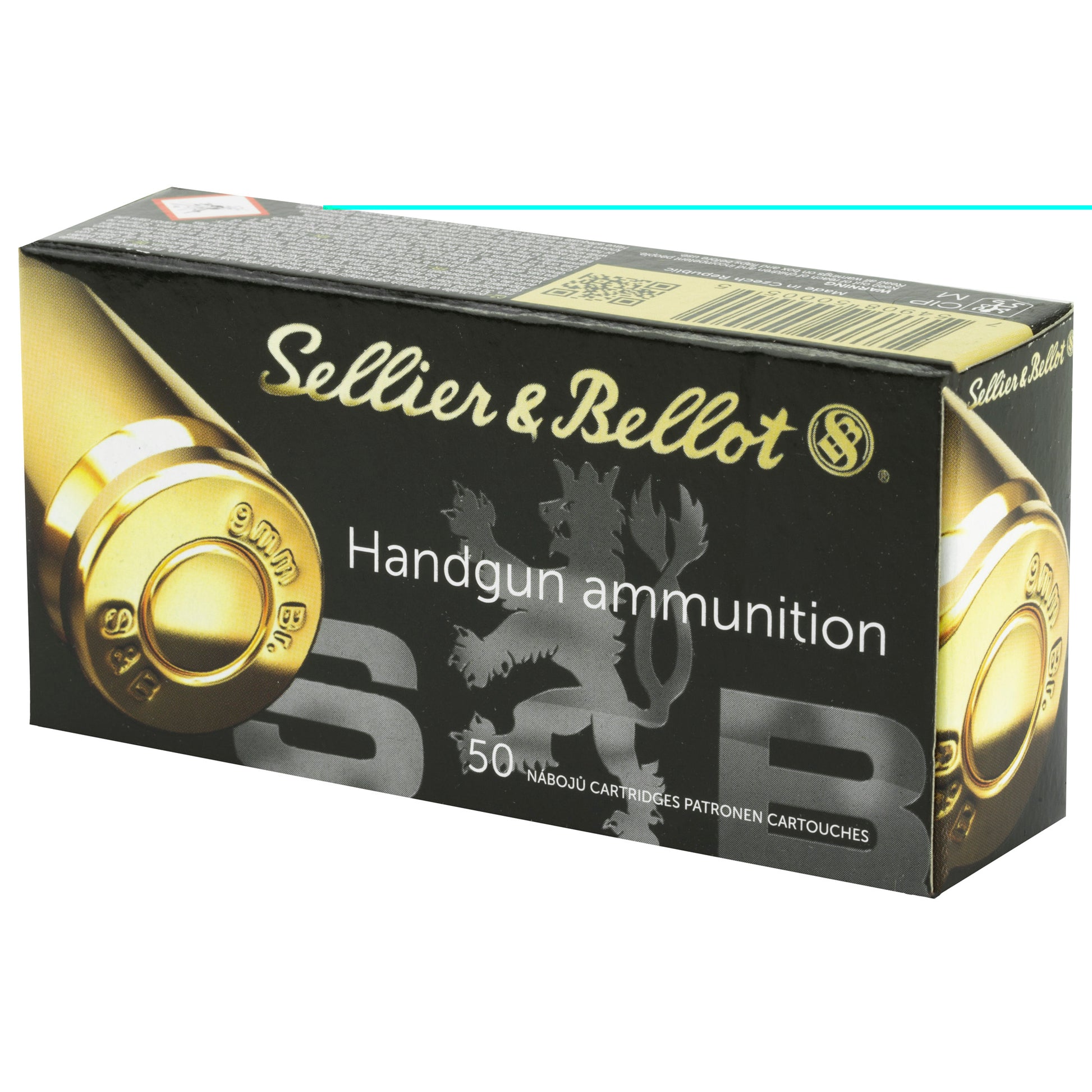 Sellier & Bellot Handgun Ammunition, .380, Automatic Colt Pistol, ACP, 92 Grain |Full Metal Jacket, FMJ | 50 Rounds per Box