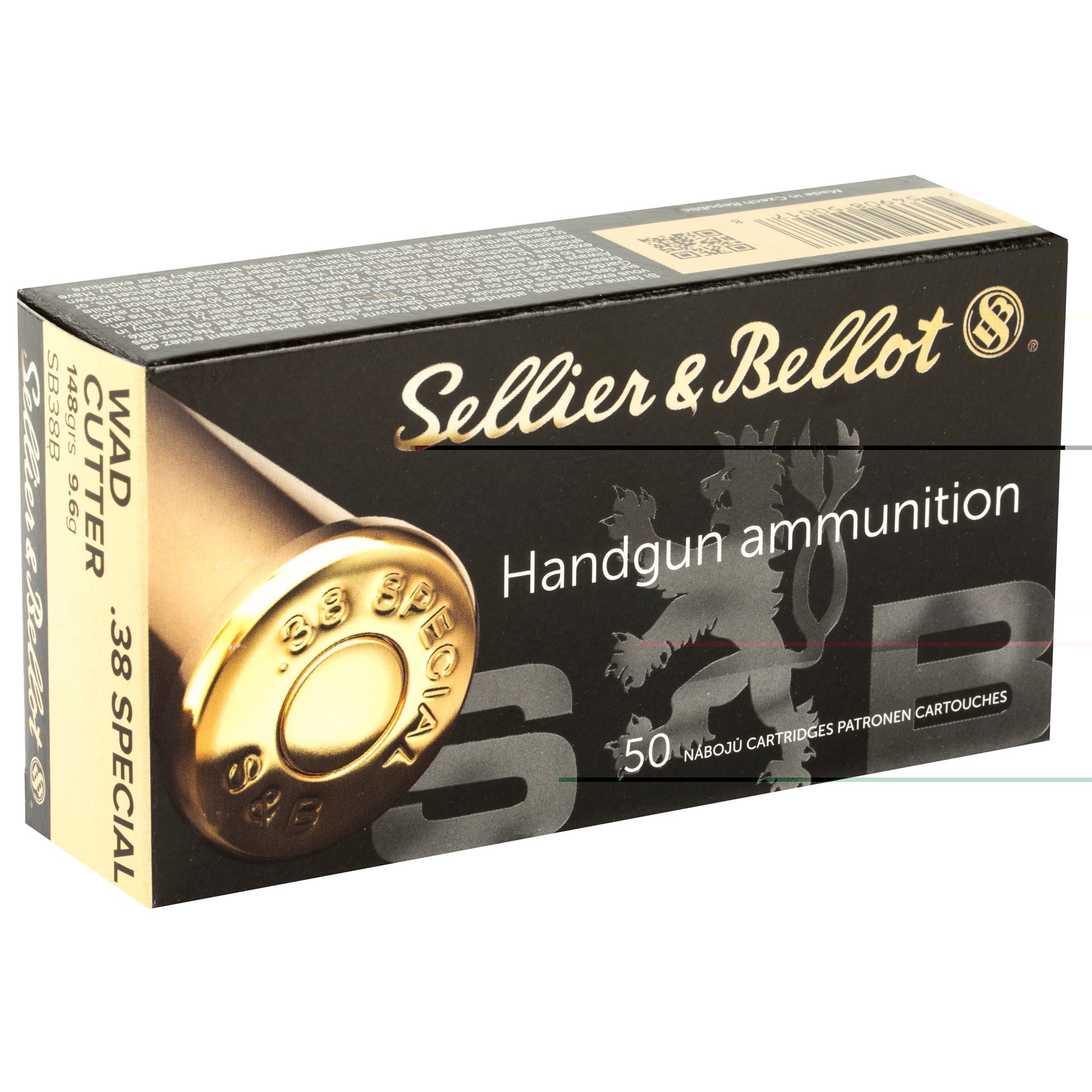 Sellier & Bellot Handgun Ammunition, .38 Special, SPL, 148 Grain | WadCutter, WC | 50 Rounds per Box