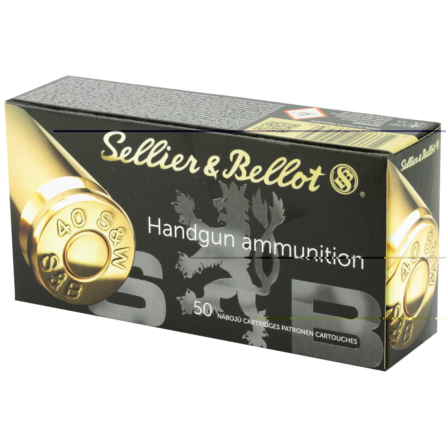 Sellier & Bellot Handgun Ammunition, .40 S&W, 180 Grain | Full Metal Jacket, FMJ | 50 Rounds per Box