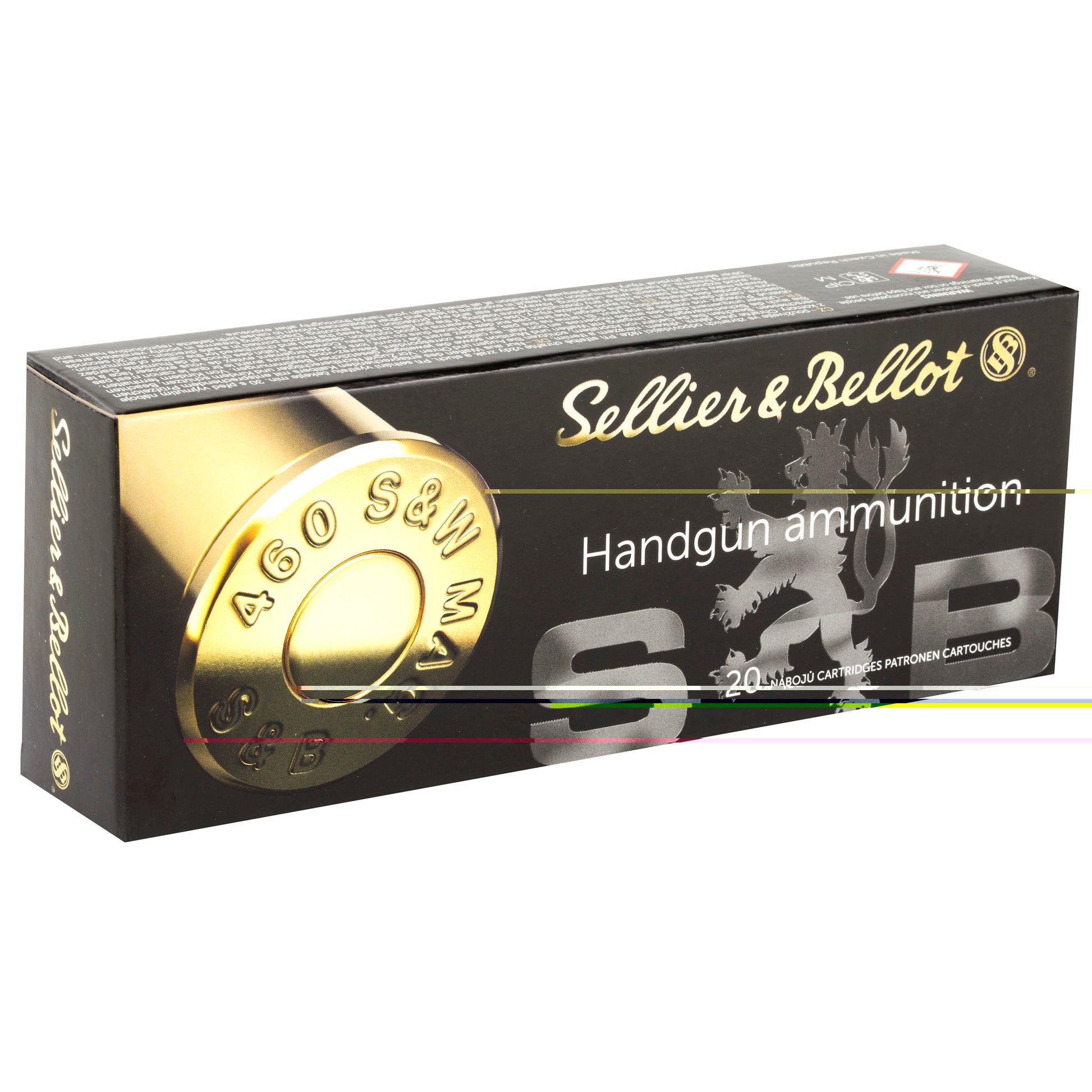 Sellier & Bellot, Handgun Ammunition, 460 S&W, Magnum, MAG, 255 Grain, Jacketed Hollow-Point, JHP, 20 Rounds per Box