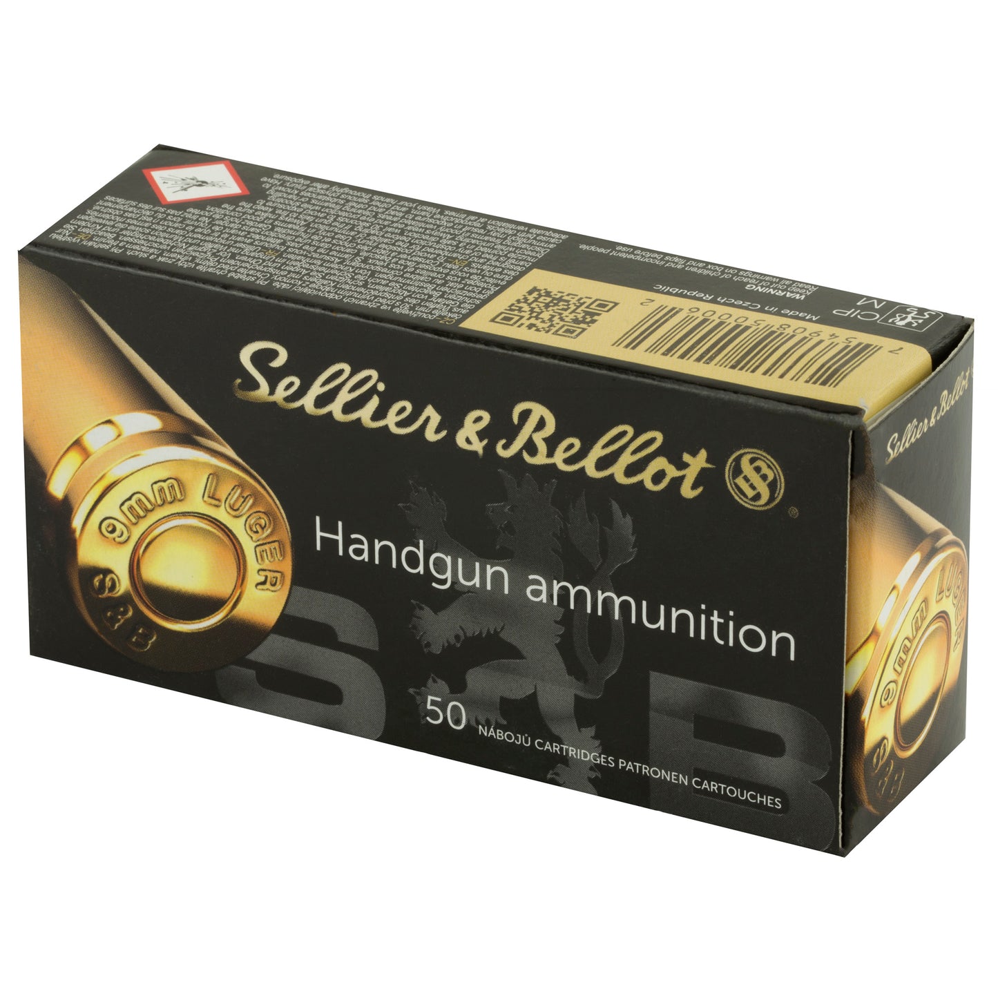 Sellier & Bellot, Pistol, 9MM, 115 Grain, Jacketed Hollow Point  (50 Round Box)